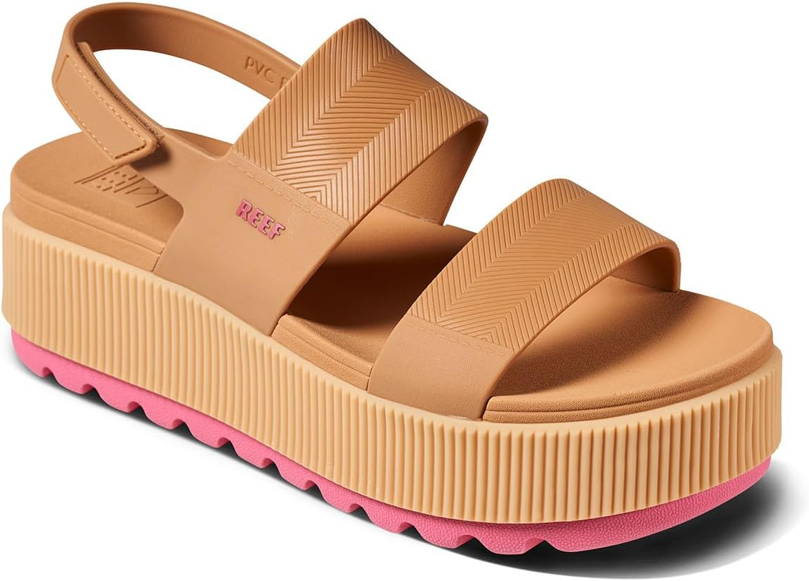 REEF Women'S Water Vista Higher Platform Sandal, Water Friendly, Adjustable Strap, Black/Tan, 9 image number 4