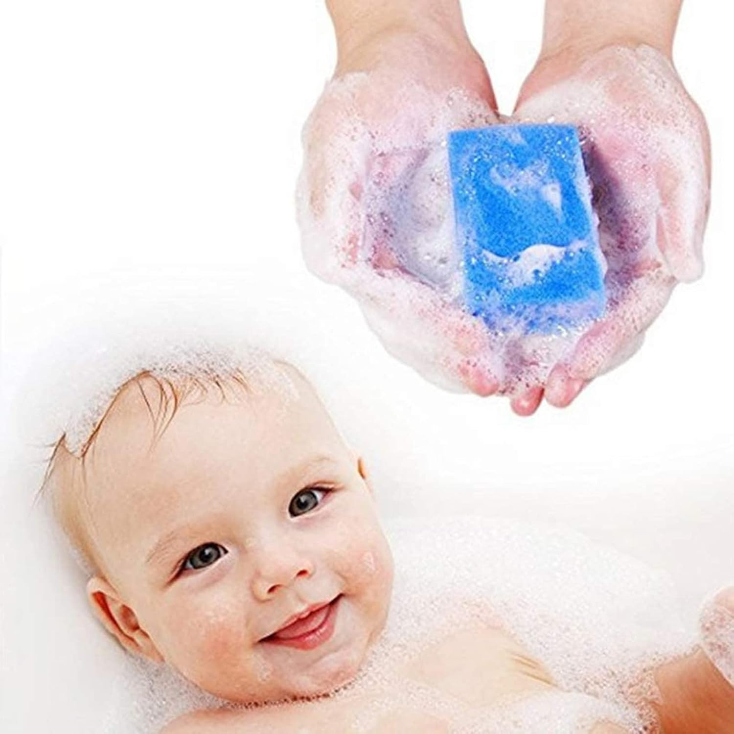 VIYNRAN 6 Pack, Baby Bath Sponge Soft Foam Washer with Cradle Cap Brush Body,Hair and Scalp Clean Gentle Baby Sensory Brush Bath Sponge Brush Random Color image number 2