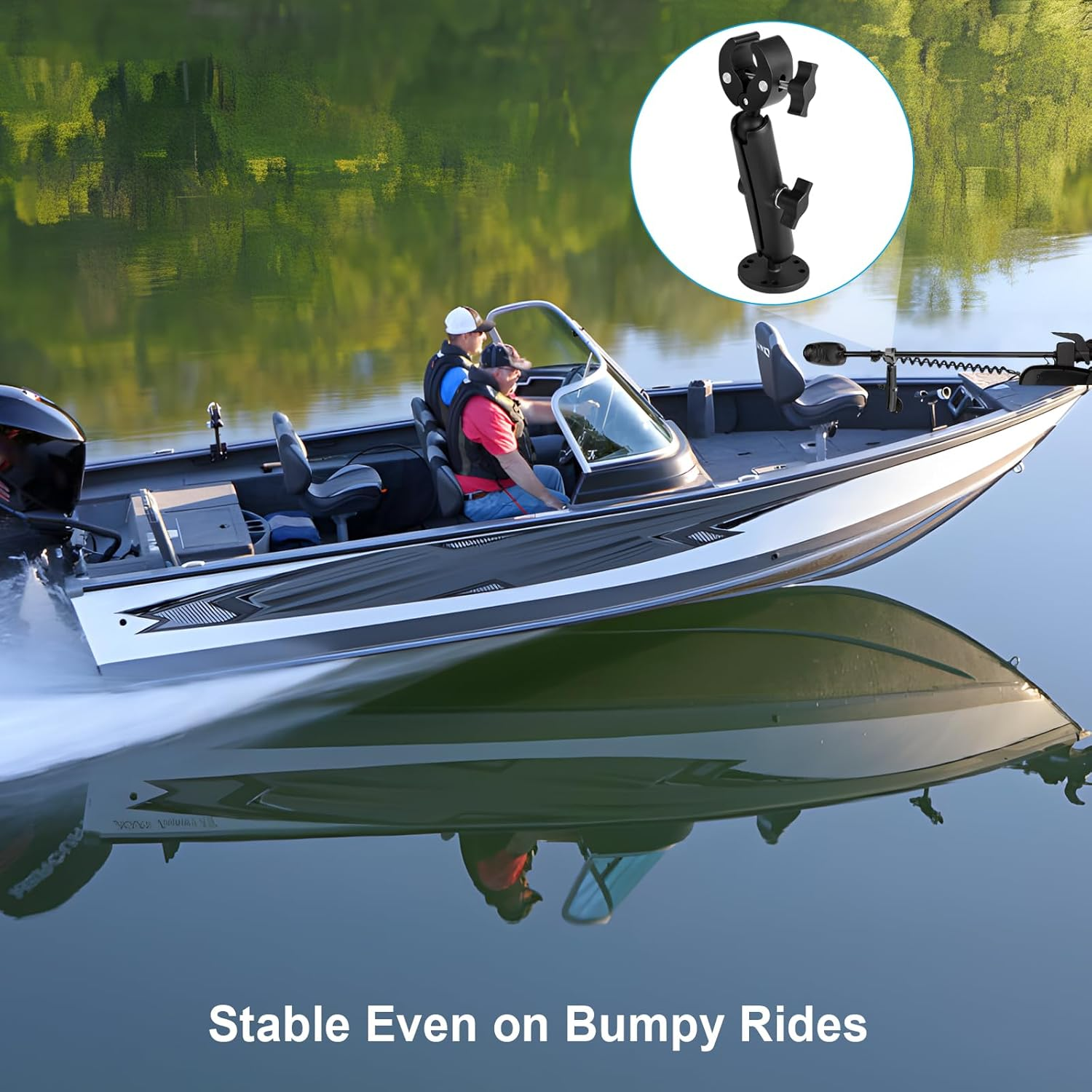 Trolling Motor Stabilizer Mount, 360&deg; Adjustable, for Minn Kota Terrova/Riptide Terrova/Ulterra/Powerdrive, Tough-Claw Boat Trolling Motor Shaft Reduces Bounce, Max to 1.5" Diameter Bar image number 1