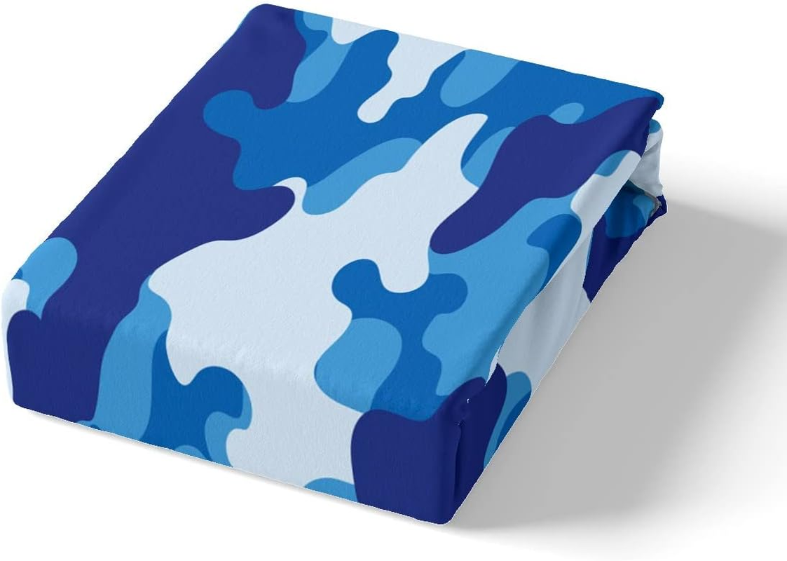 Manfei Navy Blue Camouflage Boys Duvet Cover Set S Size, Modern Army Camo Bedding Set Children Teens Adults White Blue Camo Comforter Cover Outdoor Sports Style Quilt Cover, 1 Pillowcase image number 6