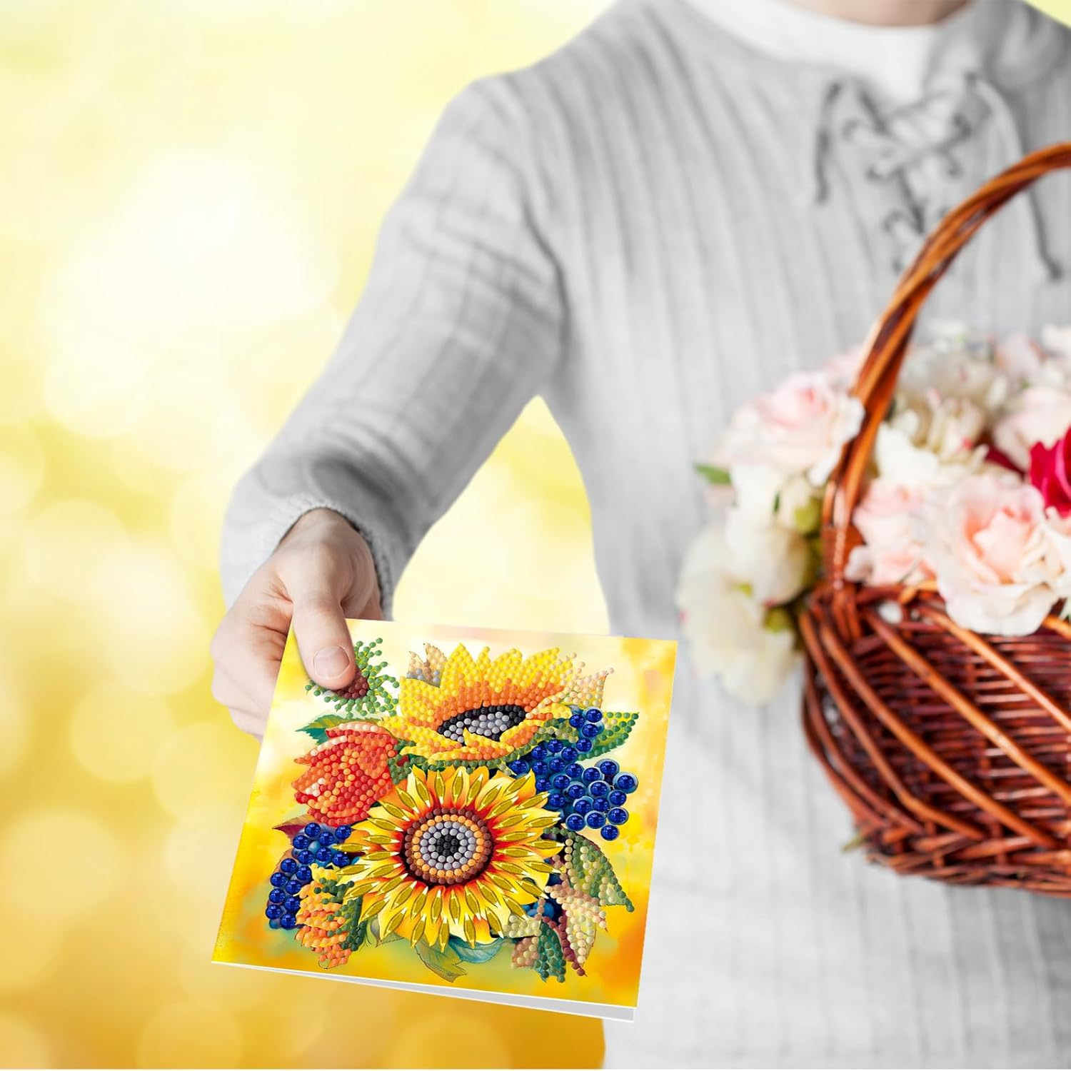 Pigpigboss 12 Packs Flower Butterfly Diamond Painting Greeting Card Kit Bird Diamond Art Greeting Cards Special Shaped Diamond Painting Greeting Card Arts Crafts for Birthday Thanksgiving Day image number 1