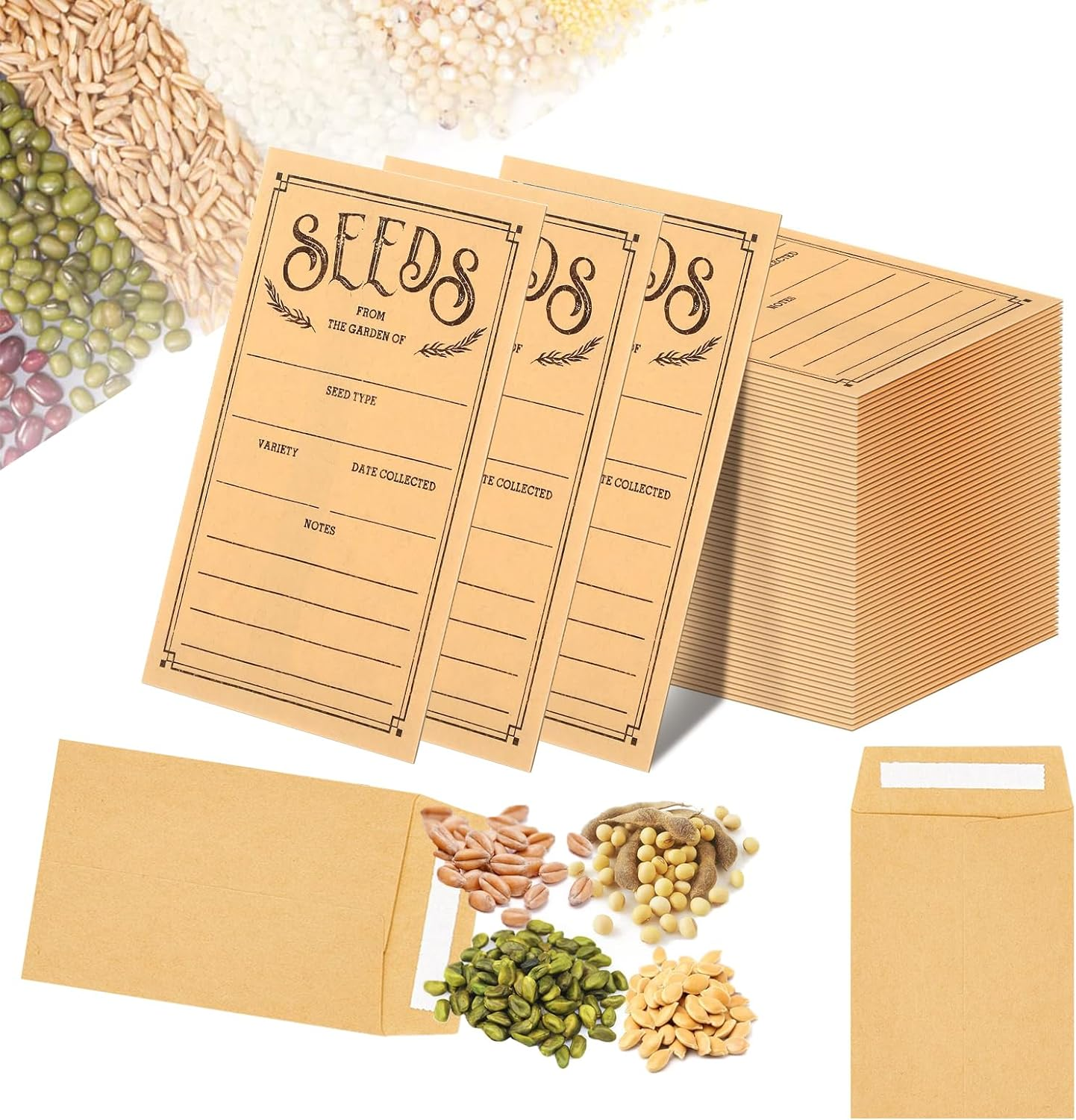 150 Pcs Small Envelopes for Seeds, Seed Envelopes, Seed Storage Envelopes, Resealable Seed Packets Envelope, Seed Packet Envelopesfor Collection of Flower Vegetable Seeds (Yellow) image number 6