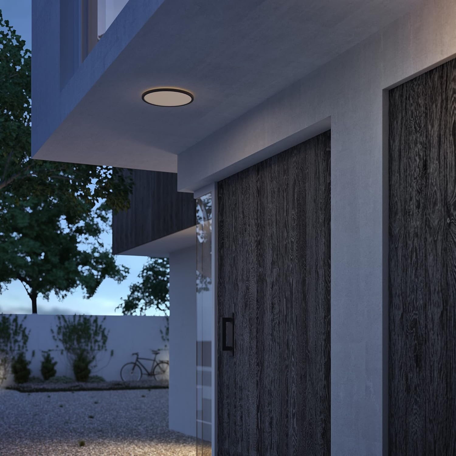 Philips LED Superslim Outdoor Ceiling Light 15W [Warm White - Black] Water Resistant IP54, for Garden, Patio and Terrace Lighting. image number 3