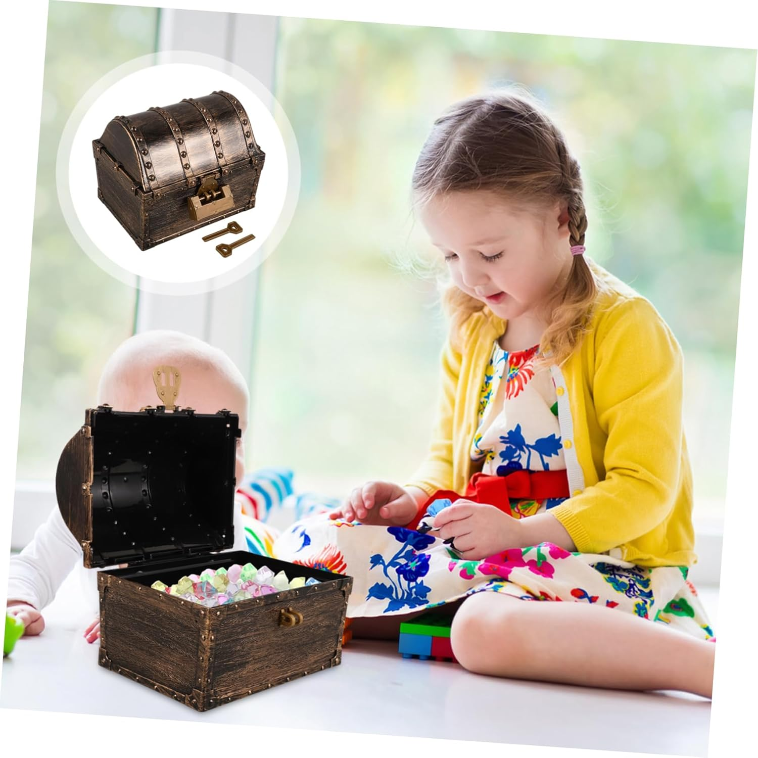 Vaguelly Boys Treasure Chest Decorative Pirate Box Small Jewelry Box Pirate Themed Party Decorations image number 5