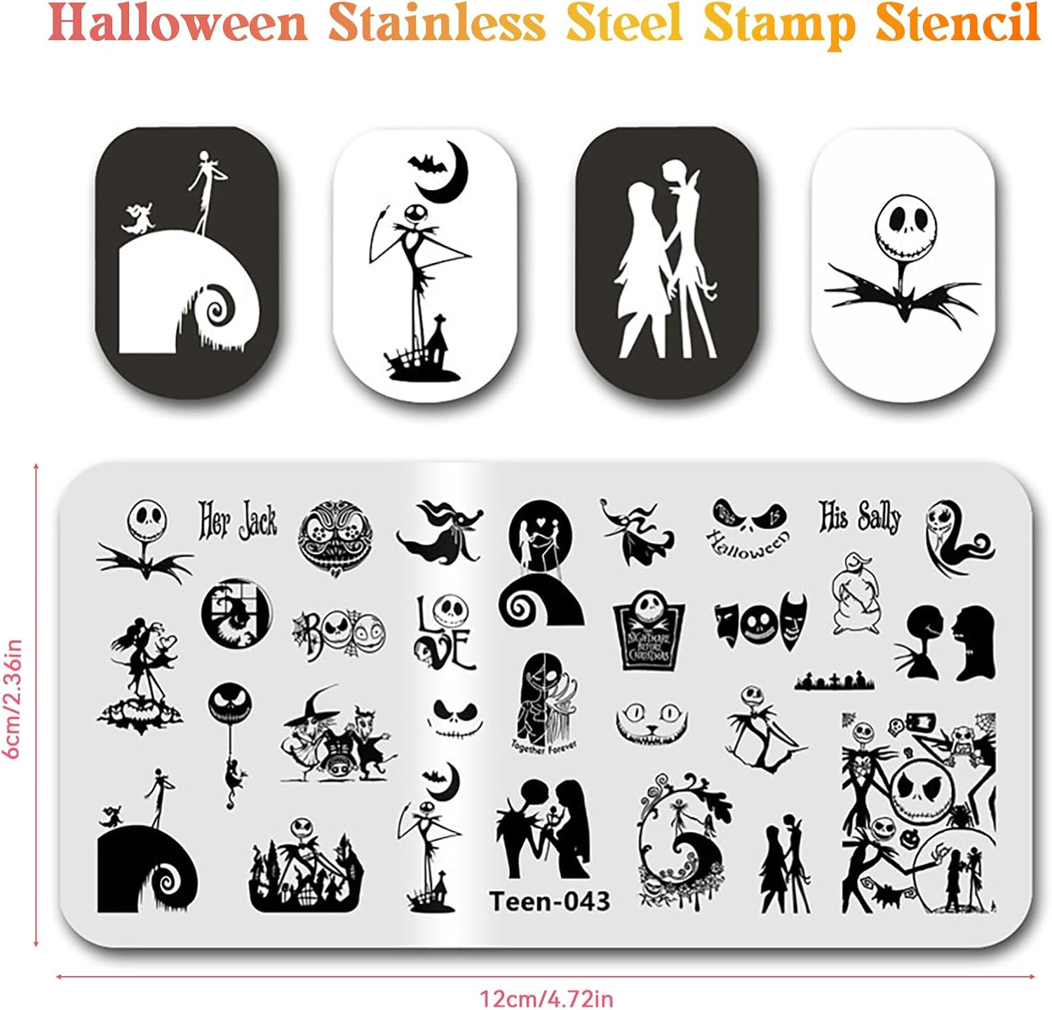 Halloween Nail Stamping Plate, Nightmare before Christmas Theme Stamp Set with Ghosts and Holiday Designs, Halloween Holiday Nail Stamping Plate, Nail Stamp for Women and Girls, DIY Salon image number 4