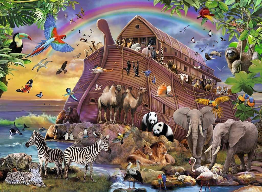 Ravensburger Boarding the Ark Jigsaw Puzzle &ndash; 150 Pieces, Fun Biblical Puzzle for Kids image number 1