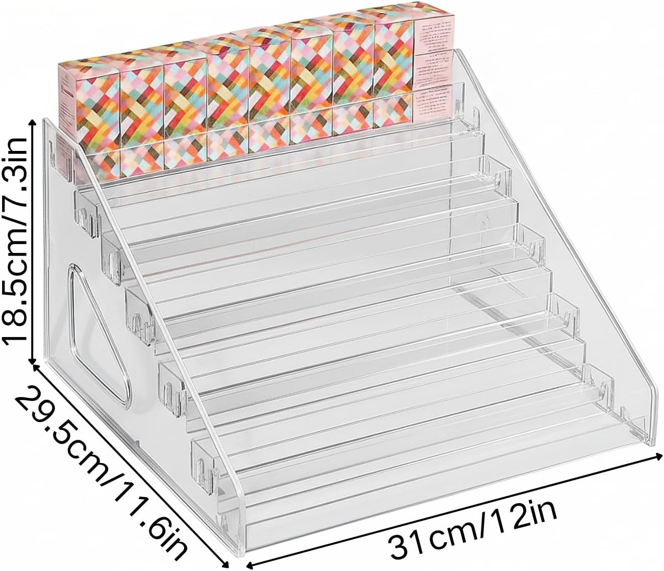 SYGELER Nail Polish Organizer Holder,Makeup Organizer,Lipstick Shelf,Sunglasses Holder,Transparent Large 7-Layer Nail Polish Rack for Nail Polish,Essential Oils