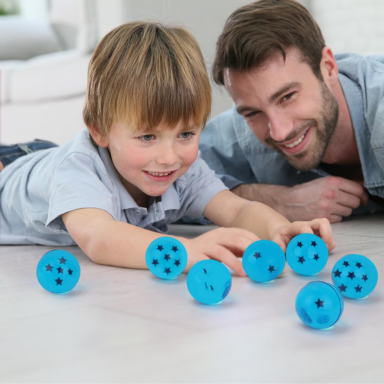 Ayfjovs 7PCS 45Mm Blue Dragon Large Bouncy Balls, Dragon 7 Stars Balls, DBZ Gift Set Birthday Party Game Balls