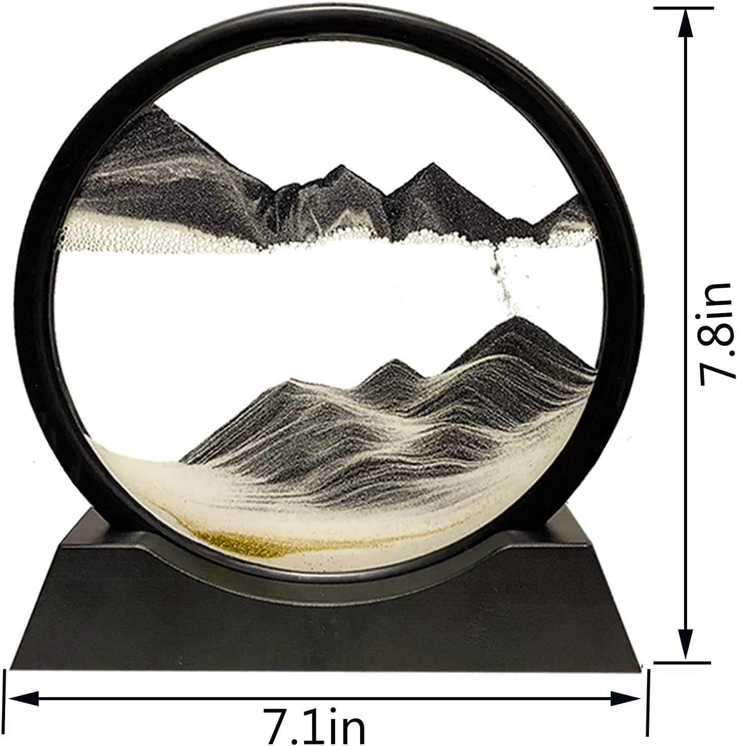 CATFUN Moving Sand Art Picture in Motion round Glass 3D Deep Sea Landscape, Dynamic Sandscapes, Sensory Relaxing Desktop (BLACK) image number 4