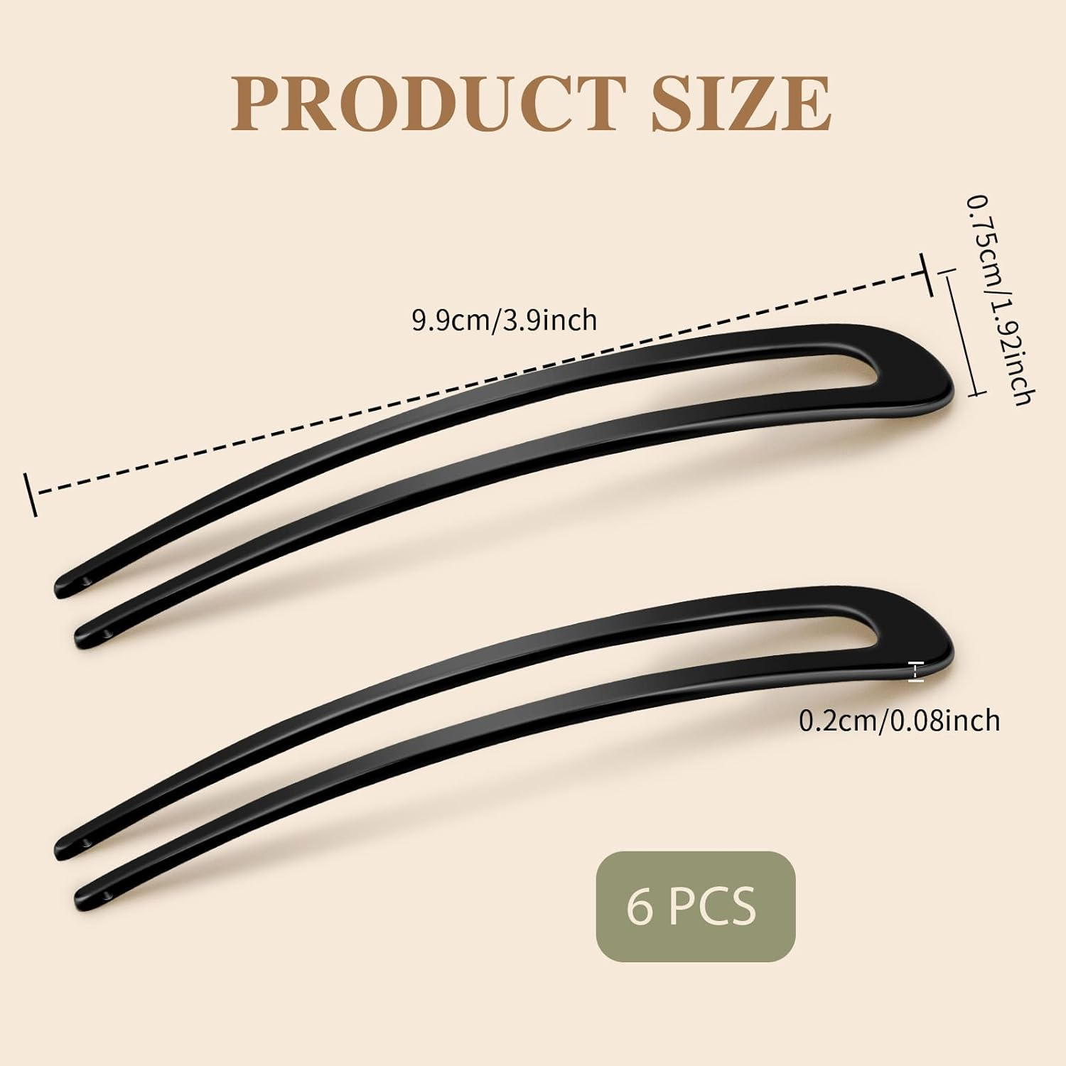 6 Pcs French Hair Pins, 3.9 Inch Metal U Shaped Hair Pins for Women and Girls, Vintage Black for Buns, Long and Thick Hair image number 4