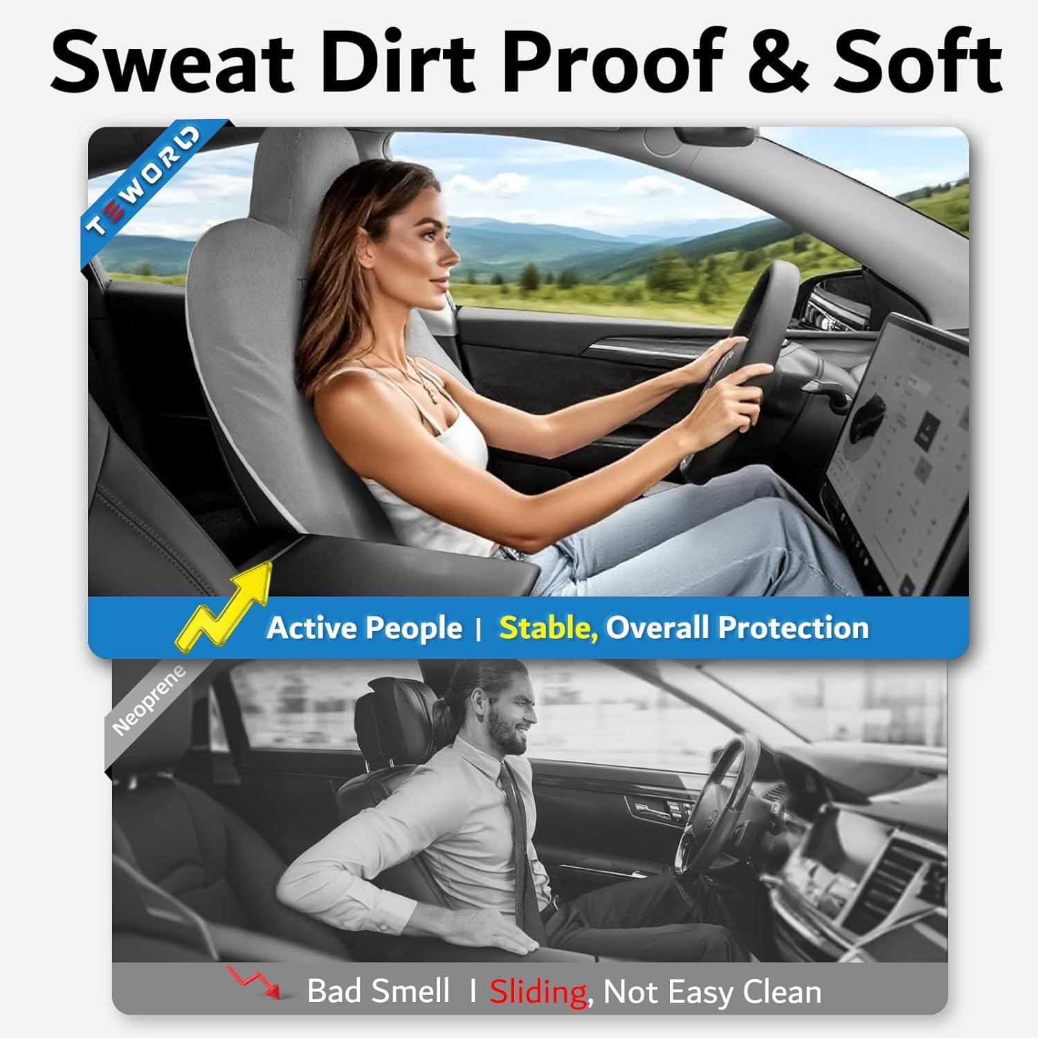 Premium Microfiber Towel Tesla Model Y Juniper/3 Seat Cover, Waterpooof | Sweatproof | Machine Washable | Non-Slip, Seat Protector for Tesla Model 3/Y 2016-2025 Interior Accessories - (1Pack, Gray) image number 5