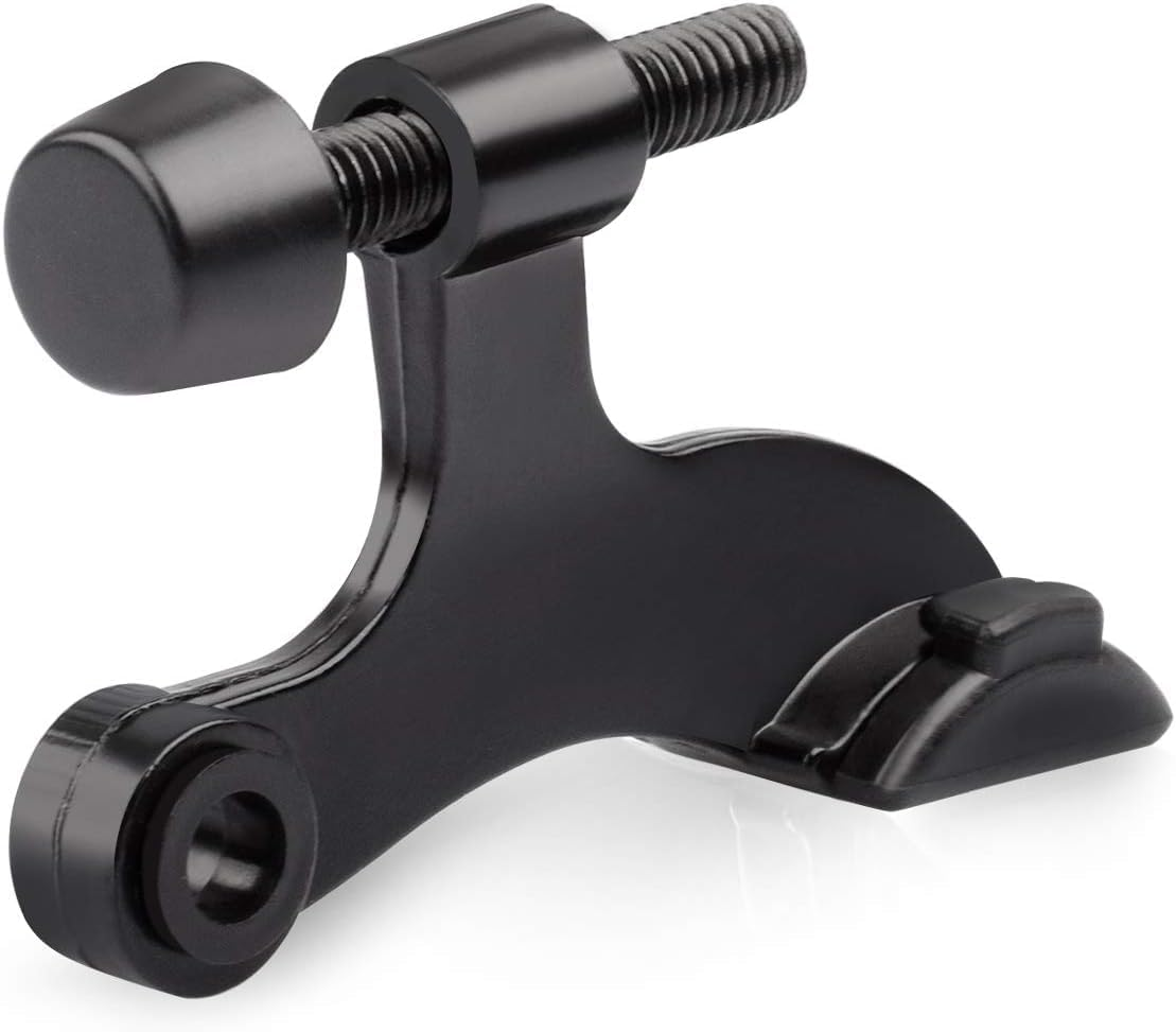 HOMOTEK 4 Pack Hinge Pin Antique Brass Door Stopper, Adjustable Deluxe Heavy Duty Door Stopper 2-1/2"X1-3/4&rdquo;, with Black Rubber Bumper Tips