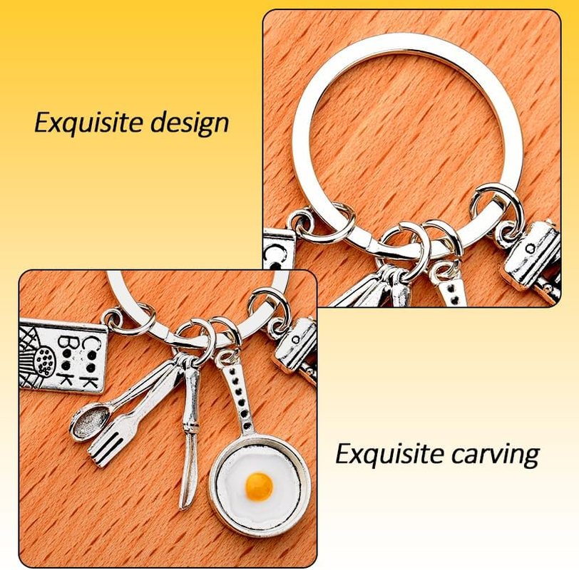 Chef Keychain Accessories Food Cooking Gifts for Women Men Chef Birthday Gifts for Mom Dad Cook Lover Gifts Keychain for Bag Accessories Charms for Handbags Car Key Chain for Backpacks Bake Keychains image number 5