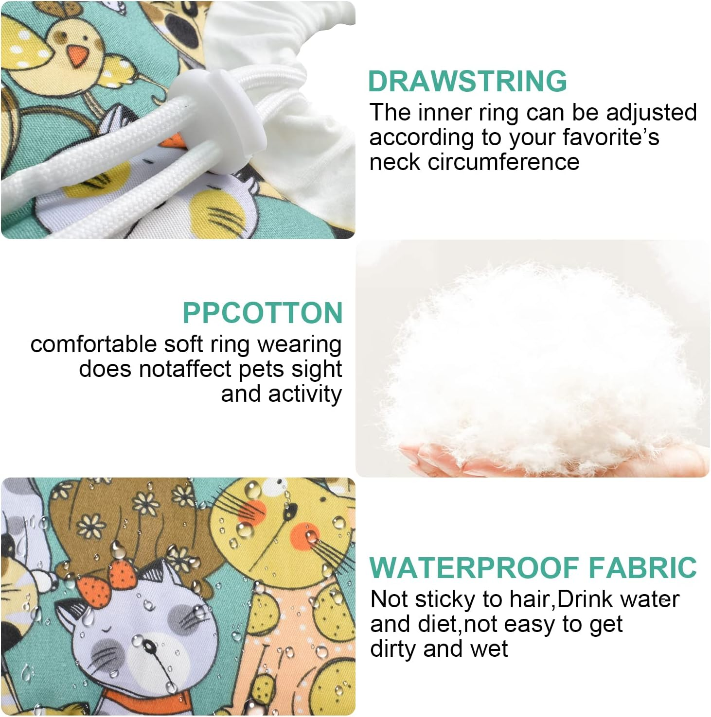 Cat Dog Collar, Soft Protective Collar Cat anti Bite Recovery Collar Protective Collar, Adjustable Protective Collar to Prevent Infections, Cat Collar Cotton for Puppies Kittens, S image number 3