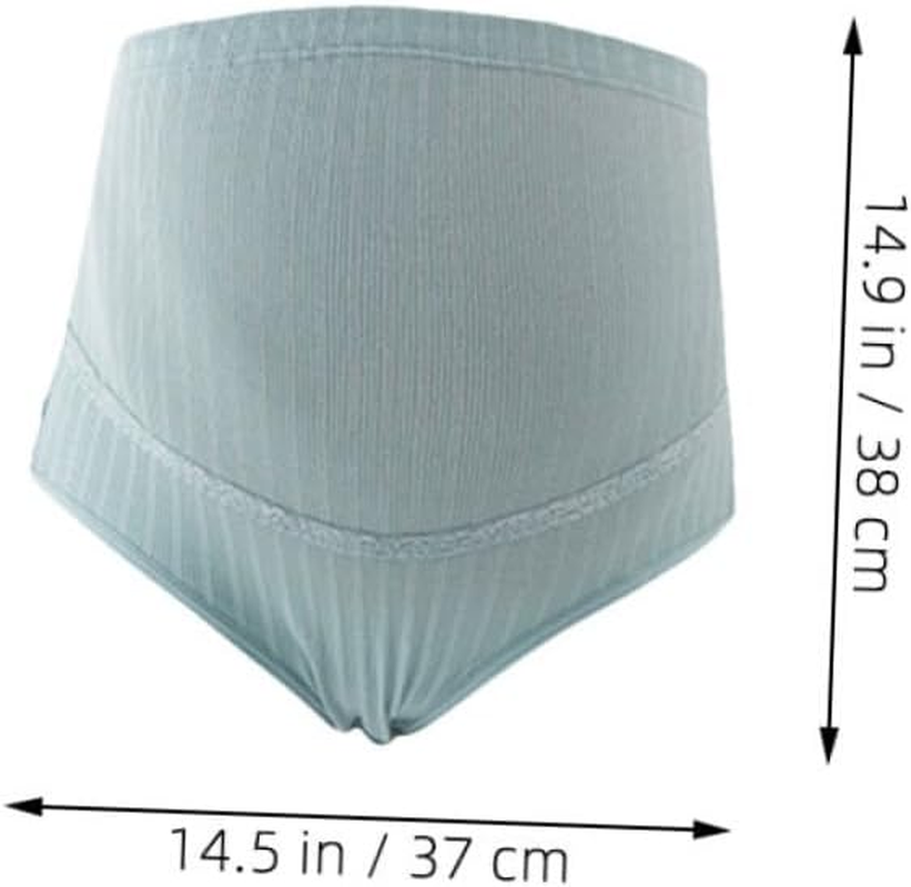 3Pcs High Waist Cotton Maternity Panties Stretchy Adjustable Stomach Support Nursing Underwear for Pregnant Women Breathable Comfortable Splice Design Pale Skin Blackish Green image number 5