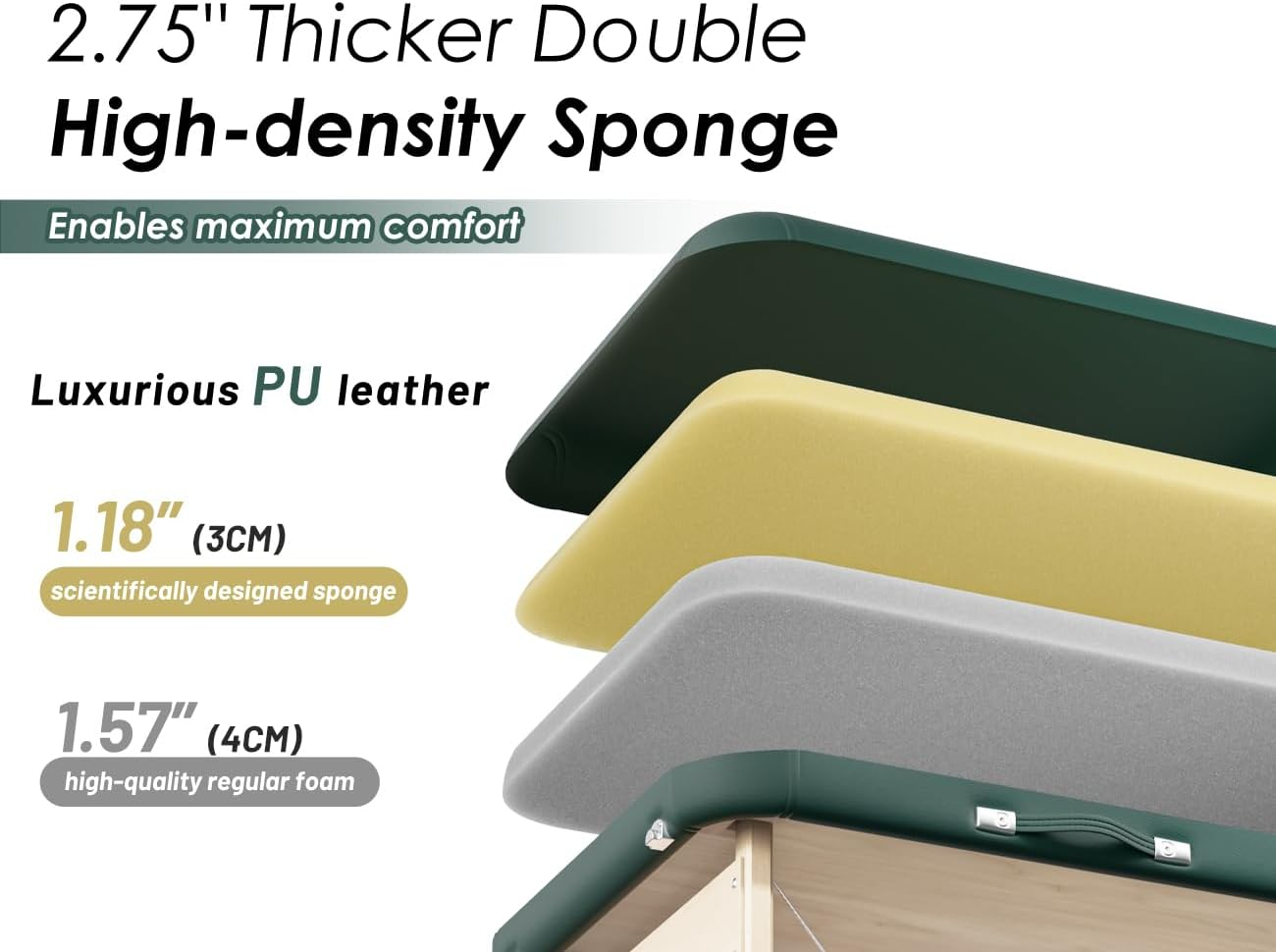 CLORIS 84" Professional Massage Table Portable 2 Folding Lightweight Facial Salon Spa Tattoo Bed Height Adjustable with Carrying Bag & Wooden Leg Hold up to 1100LBS Green image number 4