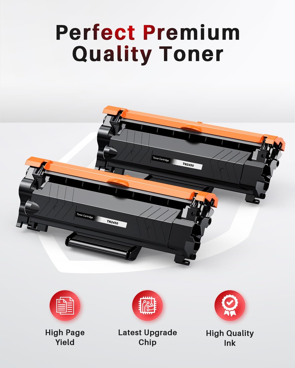 TN2450 Toner Cartridge Compatible for Brother TN-2450 TN2450 with Chip Use with MFCL2710DW MFCL2713DW MFC-L2750DW HL-L2350DW HLL2375DW HLL2395DW HLL-L2375DW DCP-L2550DW Printer(2 Black) image number 3