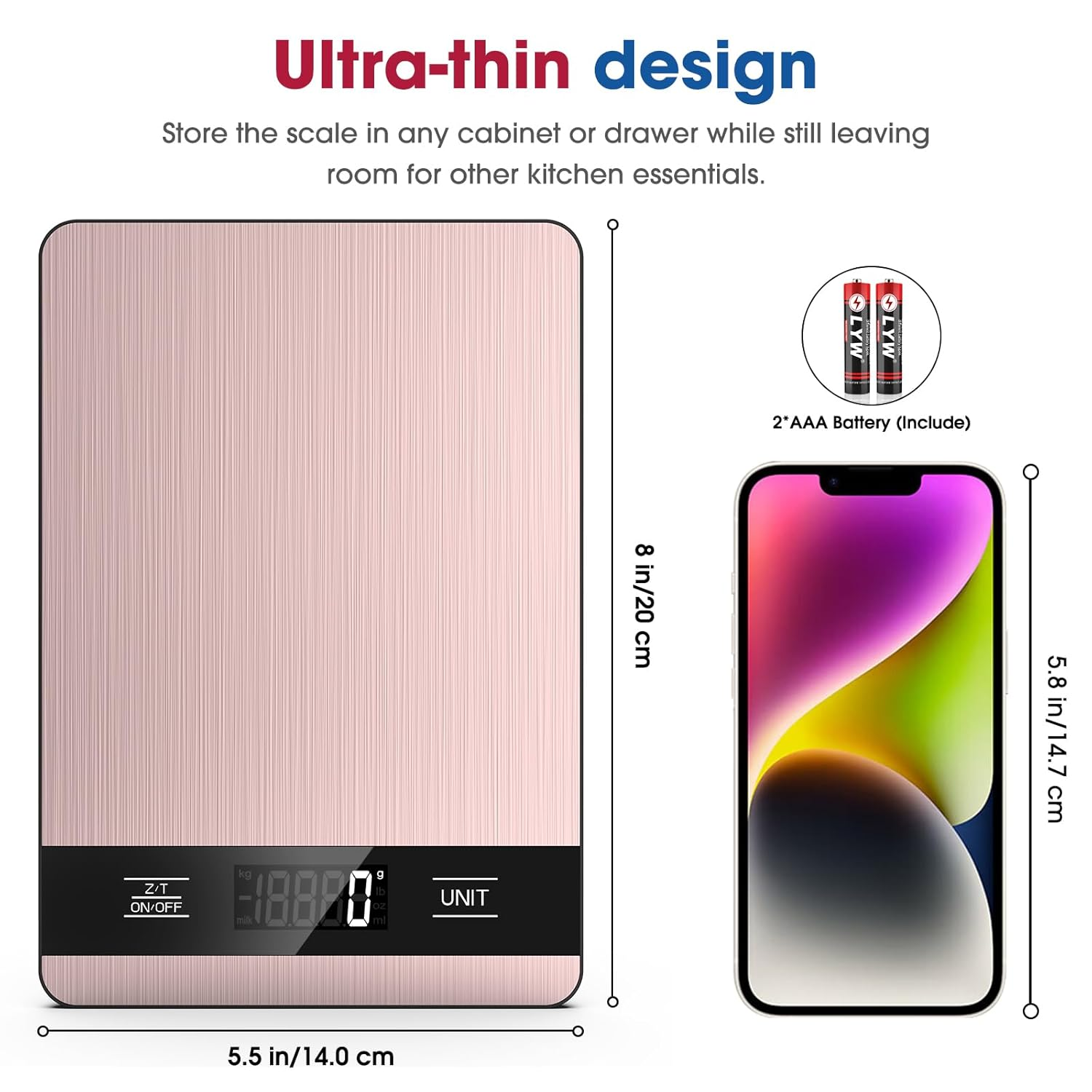 Mik-Nana Food Scale for Kitchen (Pink) - Silver image number 4