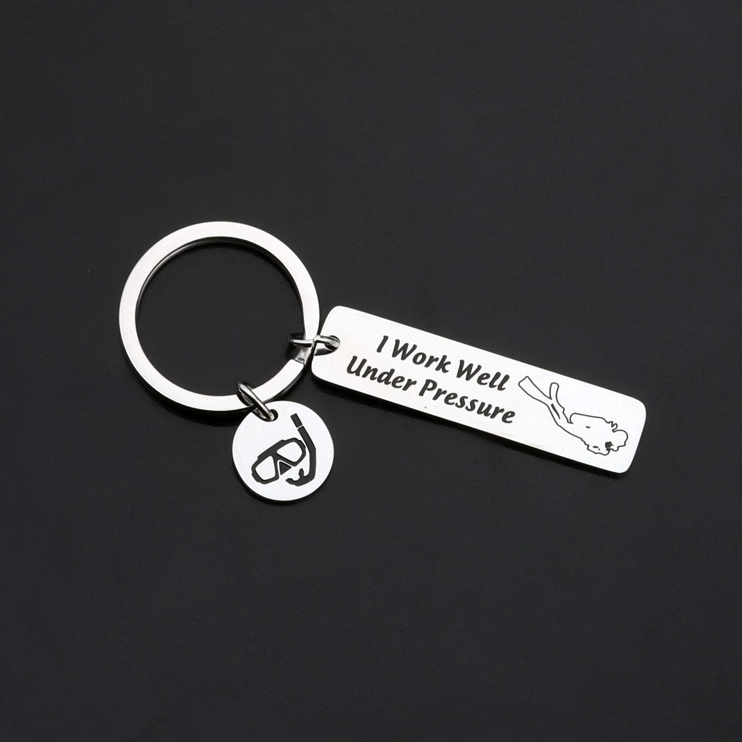 CENWA Scuba Diving Gift Scuba Diver Gift I Work Well under Pressure Keychain Extreme Sports Jewelry Great Gift for Divers image number 4