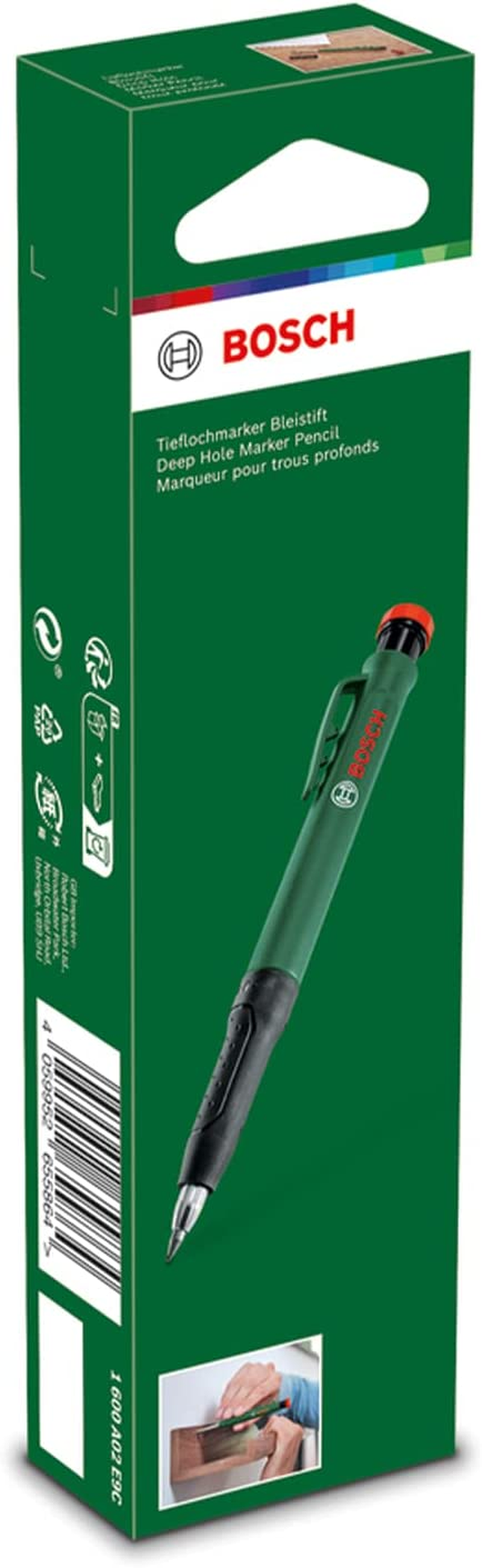 Bosch Home & Garden Deep Hole Marker Pencil (Clever, Deep-Hole Pencil for Marking Stone, Wood, Paper and Multiple Materials; Built-In Sharpener) image number 2