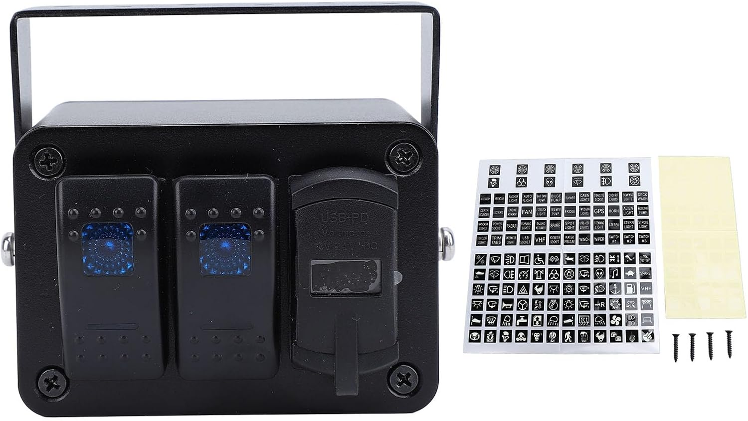 Jiawu 2 Gang Rocker Switch, Toggle Switch Panel Box, Waterproof Marine Boat Toggle Rocker Switch, Aluminum Alloy Switch Panel for Car, Truck, Boat, RV, Trailer, UTV, ATV (Blue Light) image number 6