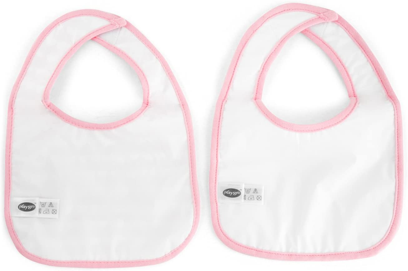 Playgro Scallop Baby Home Bibs, Pink, 2 Count image number 2