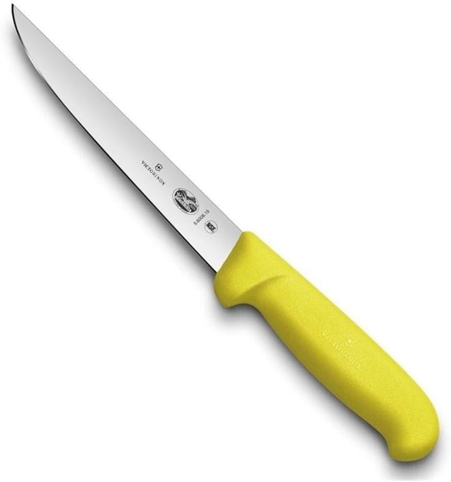 Victorinox Fibrox Straight Wide Blade Boning Knife, Yellow, 5.6008.15 - Blue image number 4