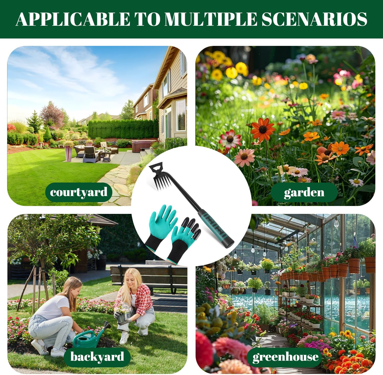 Weed Puller Tool, 6 Teeth Garden Weed Pulling Tool, Durable Manganese Steel Hand Weeder Tool with Gloves for Vegetable Gardening Backyard Farm Planting & Weeding image number 5