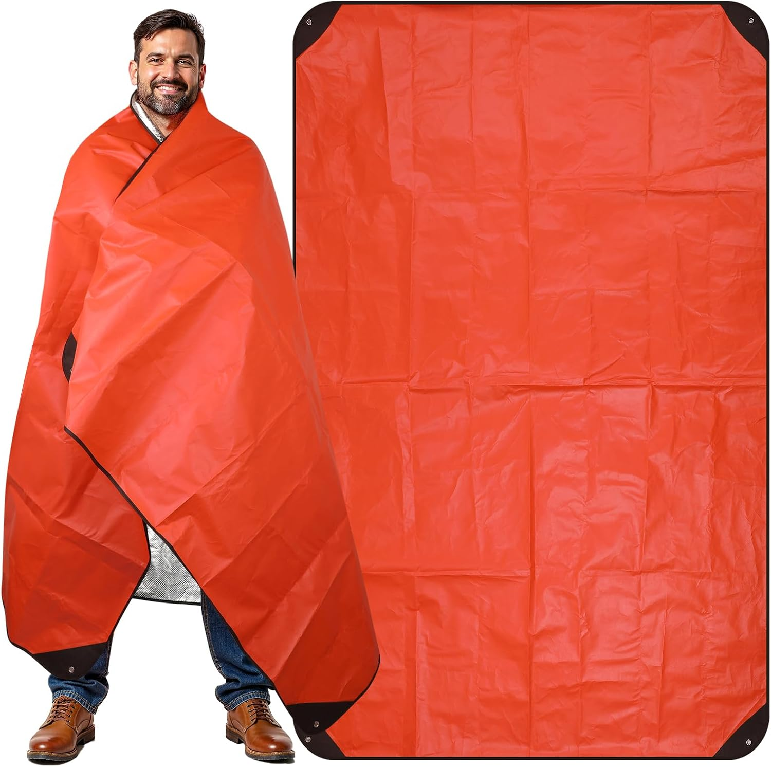 Multi Functional Emergency Blanket, Outdoor Insulation, Portable Waterproof Pad, Emergency Blanket, Canopy Three in One,210 * 150Mm Multifunctional Reflective Tarp Insulate Blanket image number 2