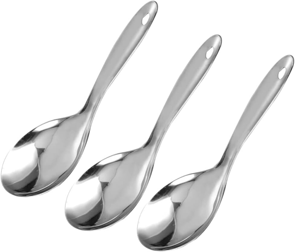 Luxshiny Stainless Steel Rice Spoon Non-Stick Serving Spoon Lightweight Cooking Utensil with Ergonomic Handle for Home Kitchen and Outdoor Picnic 8.66In image number 6