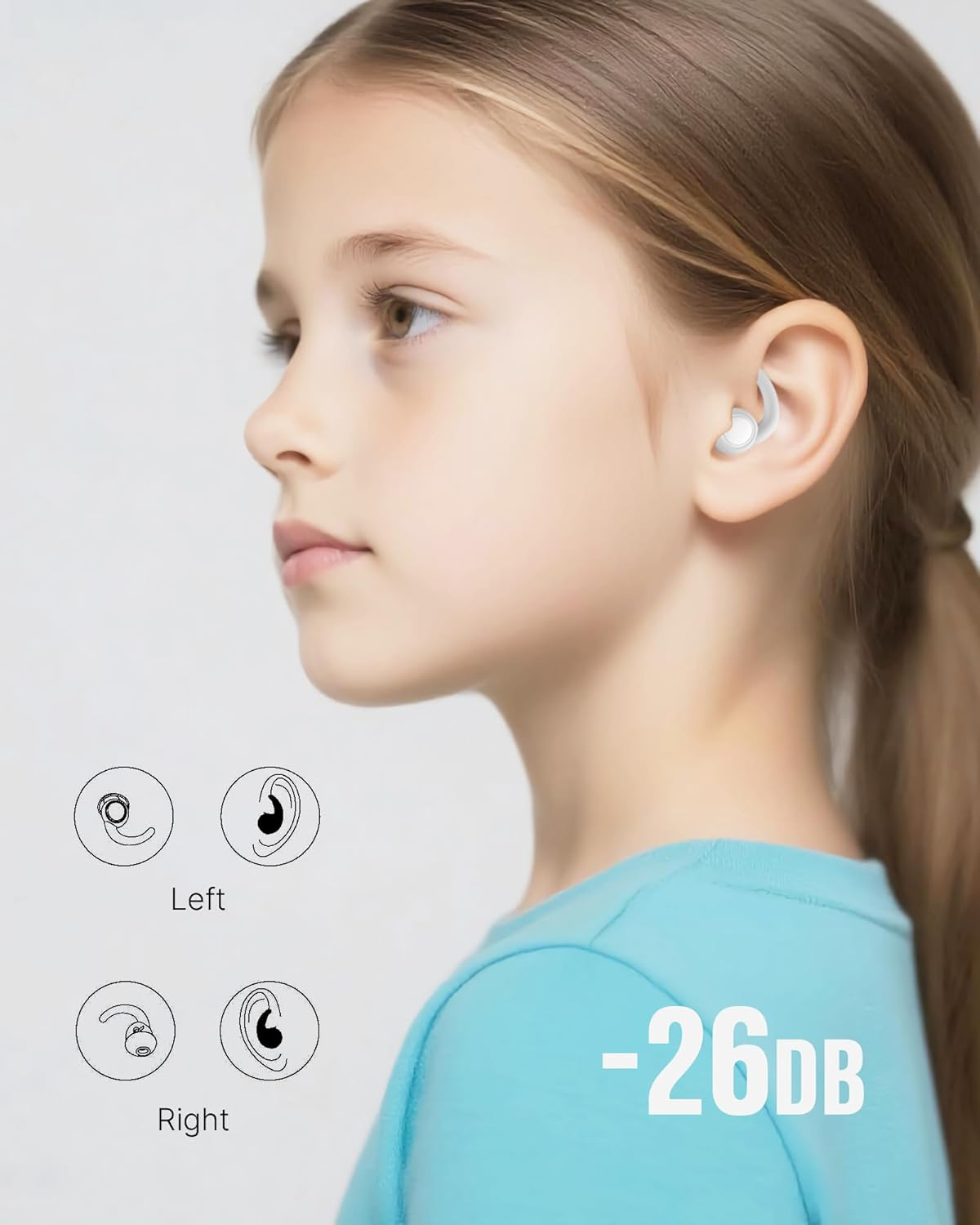 Afflatus Kids Ear Plugs for Sleeping and Small Ear Canls, Children (Age 10-17), Comfort Earplugs for Small Ears, Sleep, Noise Reduction, Concerts, Reusable, Washable (Size S, Pairs*2) - Green-Small image number 6