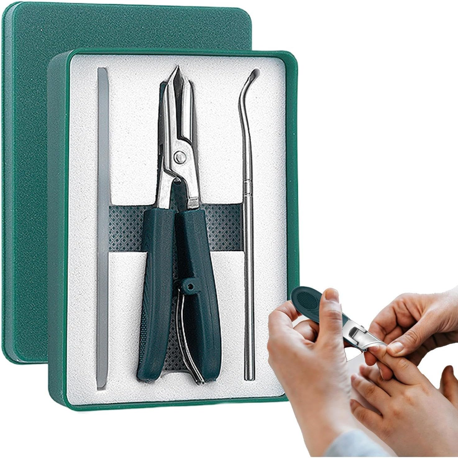 TQEBWUS Slanted Nail Clipper, Stainless Steel Eagle Beak Beveled Nail Clipper, Anti-Splash Ingrown Toenail Cutter, Long Handle Precision Fingernail Clipping Tool for Women Men Elderly Care