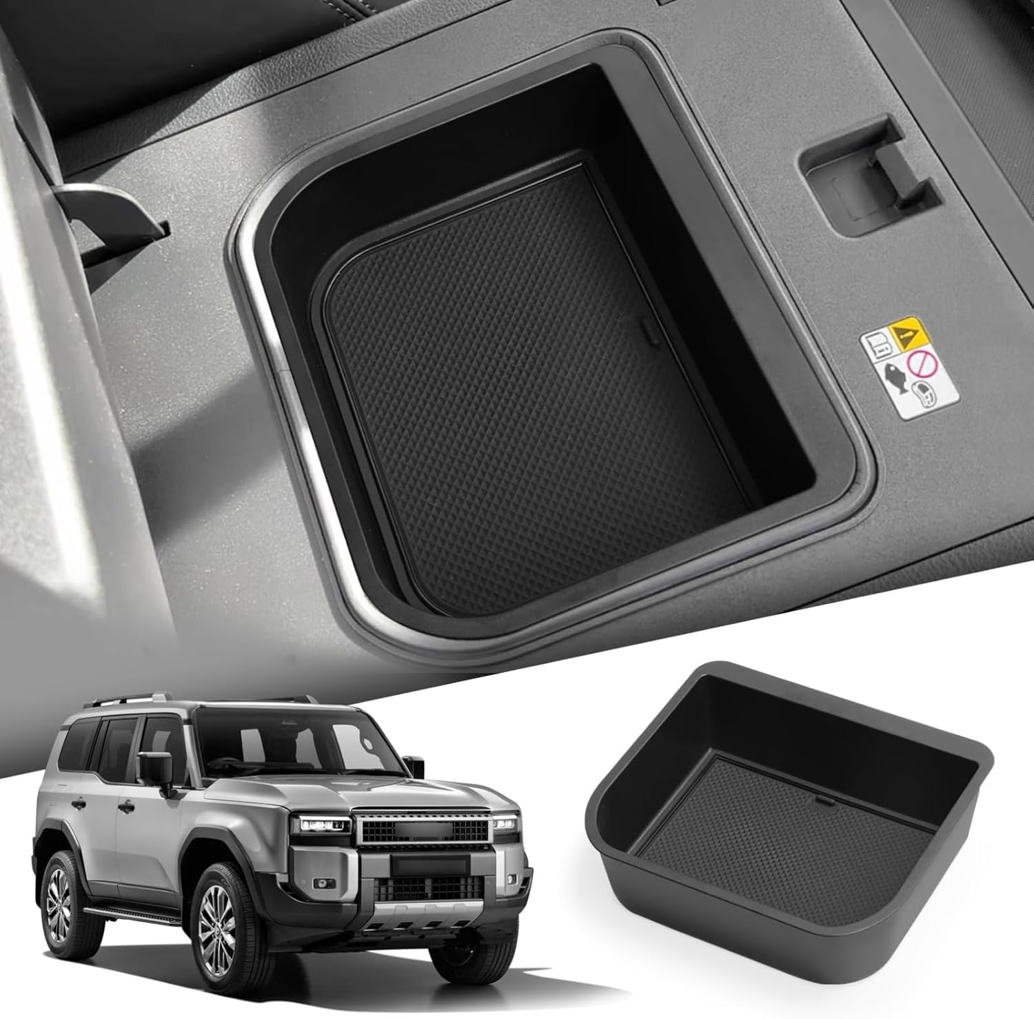 Center Console Organizer for Toyota Land Cruiser 250 Prado J250 LC250 2024 2025 Interior Organizer Center Console Holder Tray Armrest Storage Box with Non-Slip Silicone Mats (Only Fit Cool Box) image number 2