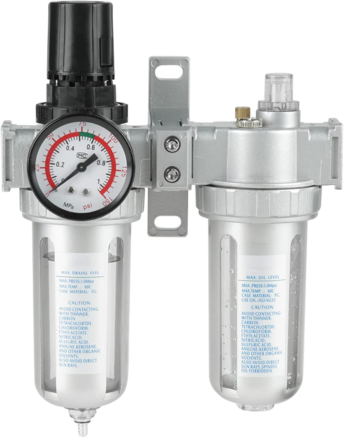 Oil Water 1/2 Air Pressure Compressor Filter Trap Oil Water Regulator Tools Kit image number 1