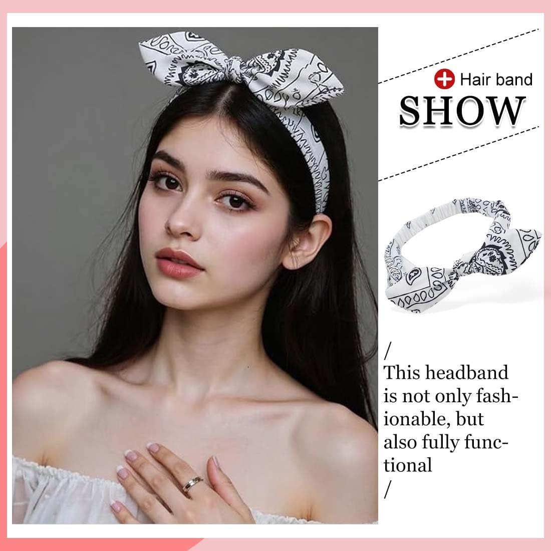 Pack of 3 Stretchy Women'S Headband Headbands Hair Bow Hair Bands Headscarf Women'S Headscarf Boho Headband Print Hair Accessories image number 1