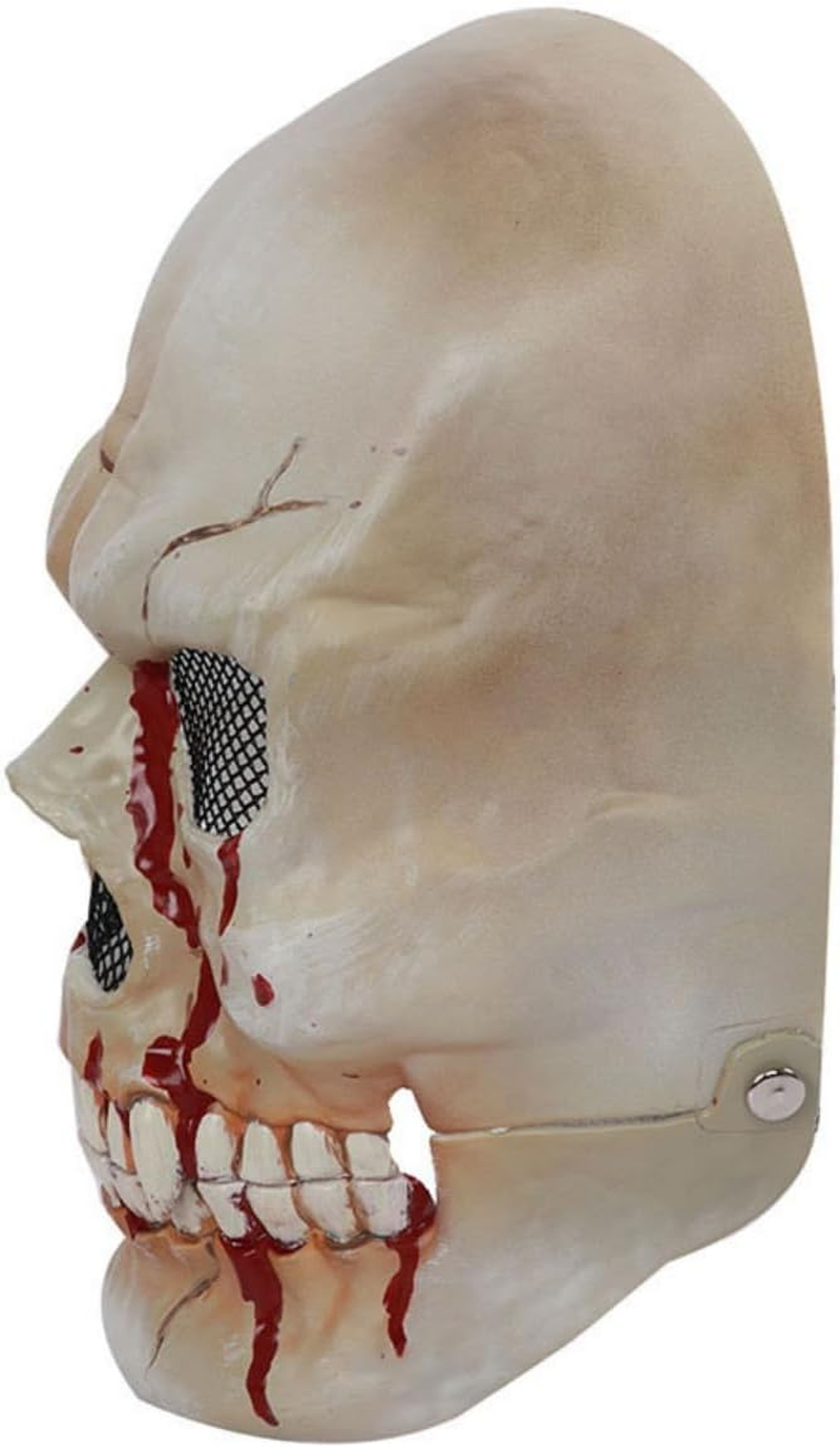 Costume Bay Skull Masquerade Mask Skeleton Helmet Halloween Movable Jaw Full Head Horror Scary Michael Myers Image Cosplay Musk Party Decor Cartoon Masks - White With Blood image number 4