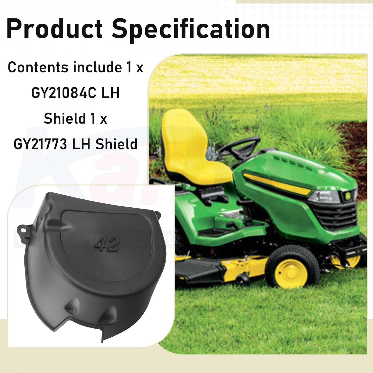 GY21773 GY21084 GX22456 L/RH Shield Kit for J-OHN Deere 42" Mower Decks 107S, D100, D105, D110, D120, D125, D130 and More Mower Package Includ Screws
