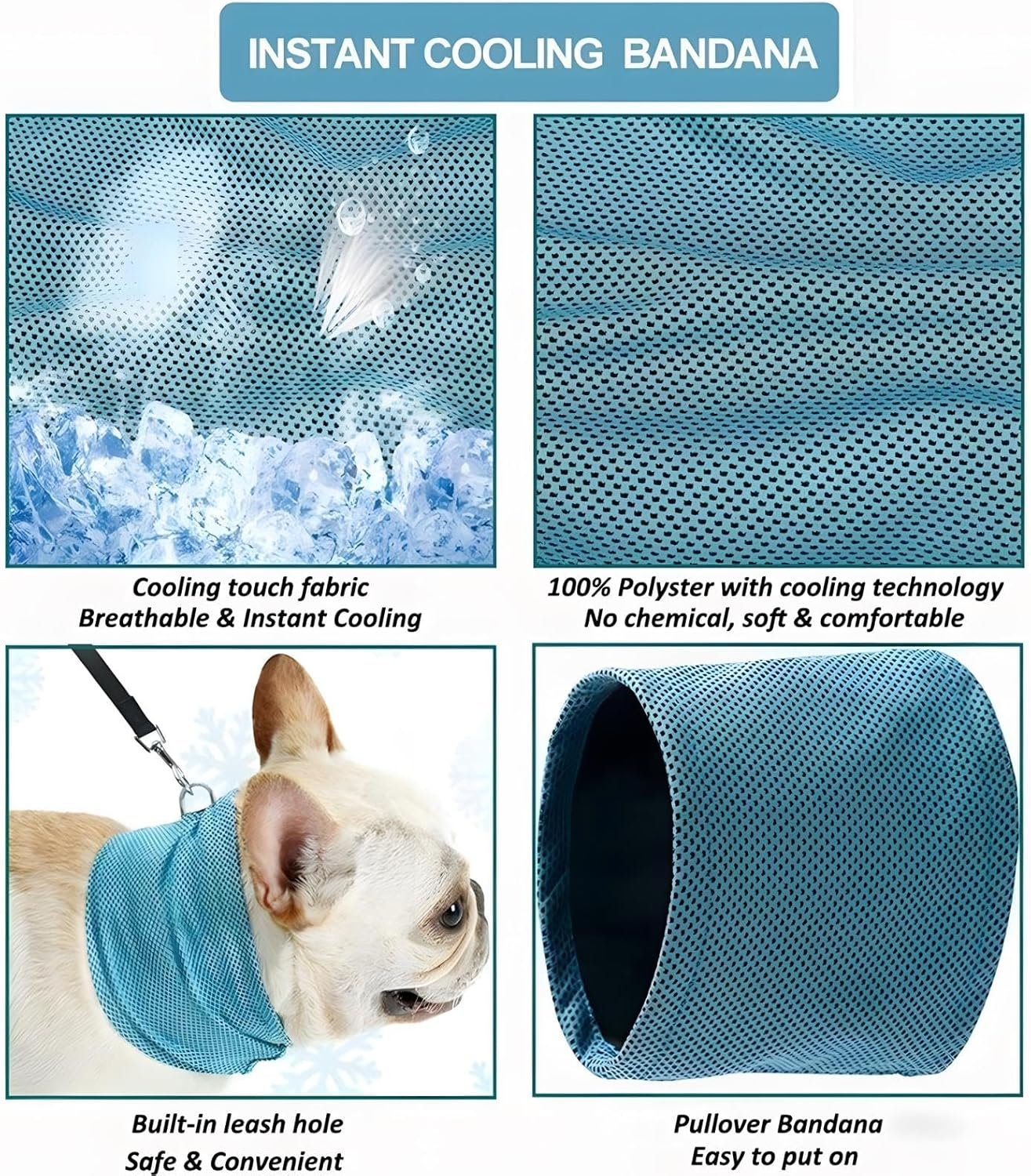 NACOCO 2 Pcs Dog Instant Cooling Scarf Summer Pet Bandana Cats Collar Ice Towels for Bulldog (M) image number 2
