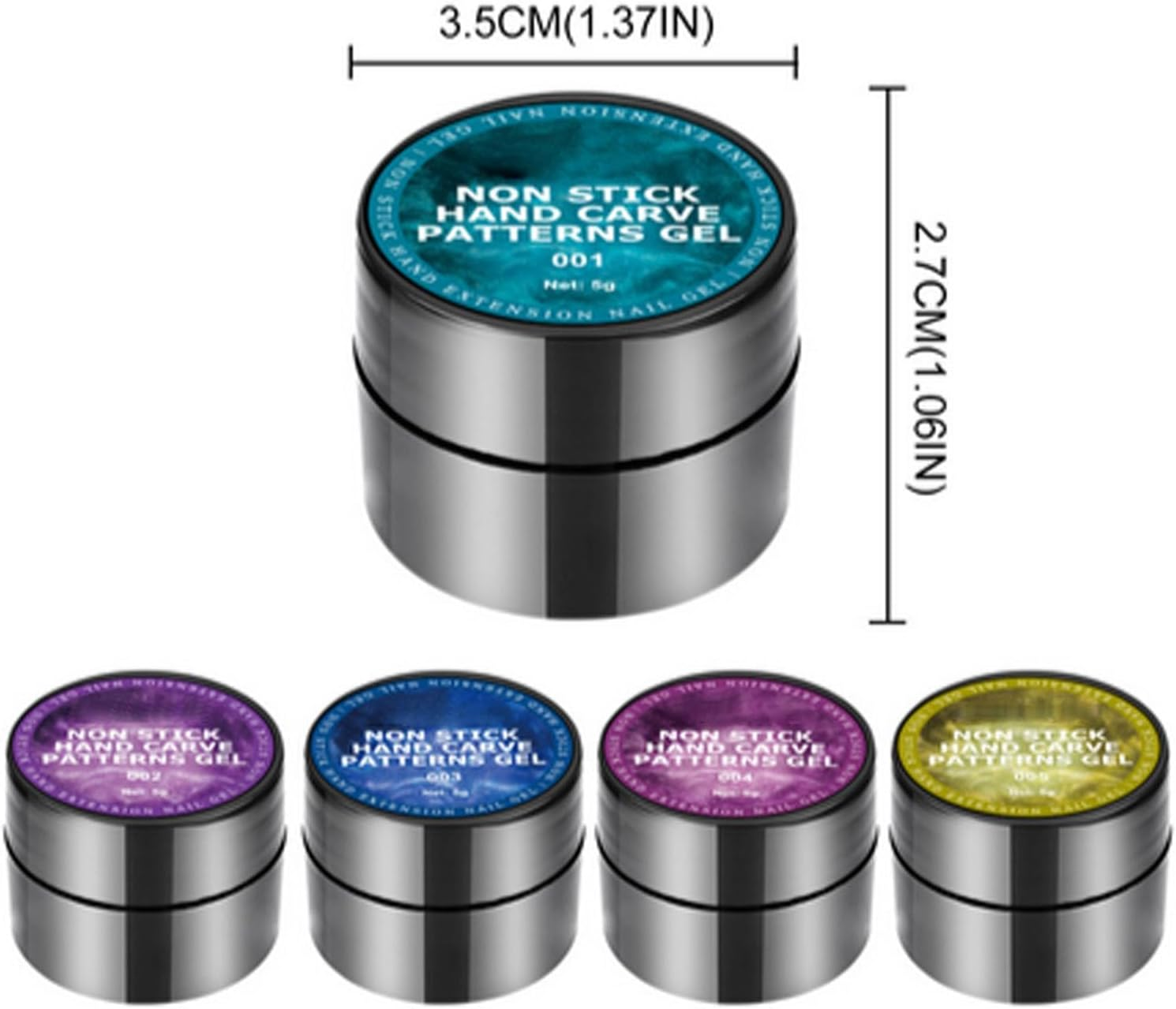 3D Nail Gel - Solid Builder 5 Colors 3D Nail Design Gel | Non-Stick Tool Kit, Manicure Set with Carving Pen for Molding, Building & Painting image number 5