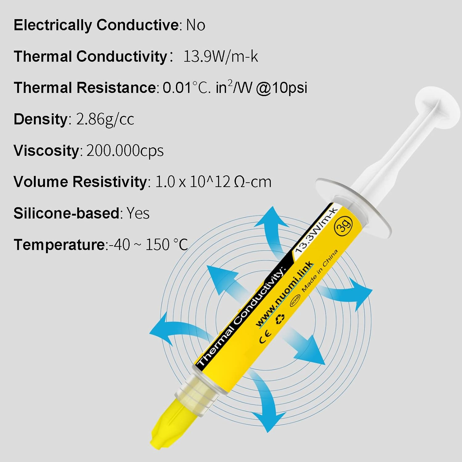 JLJ Thermal Paste, 3 Grams CPU Paste Thermal Compound Paste Heatsink for Ic/Processor/Cpu/All Coolers, 13.3W/M.K Carbon Based High Performance, Thermal Interface Material, CPU Thermal Paste image number 1