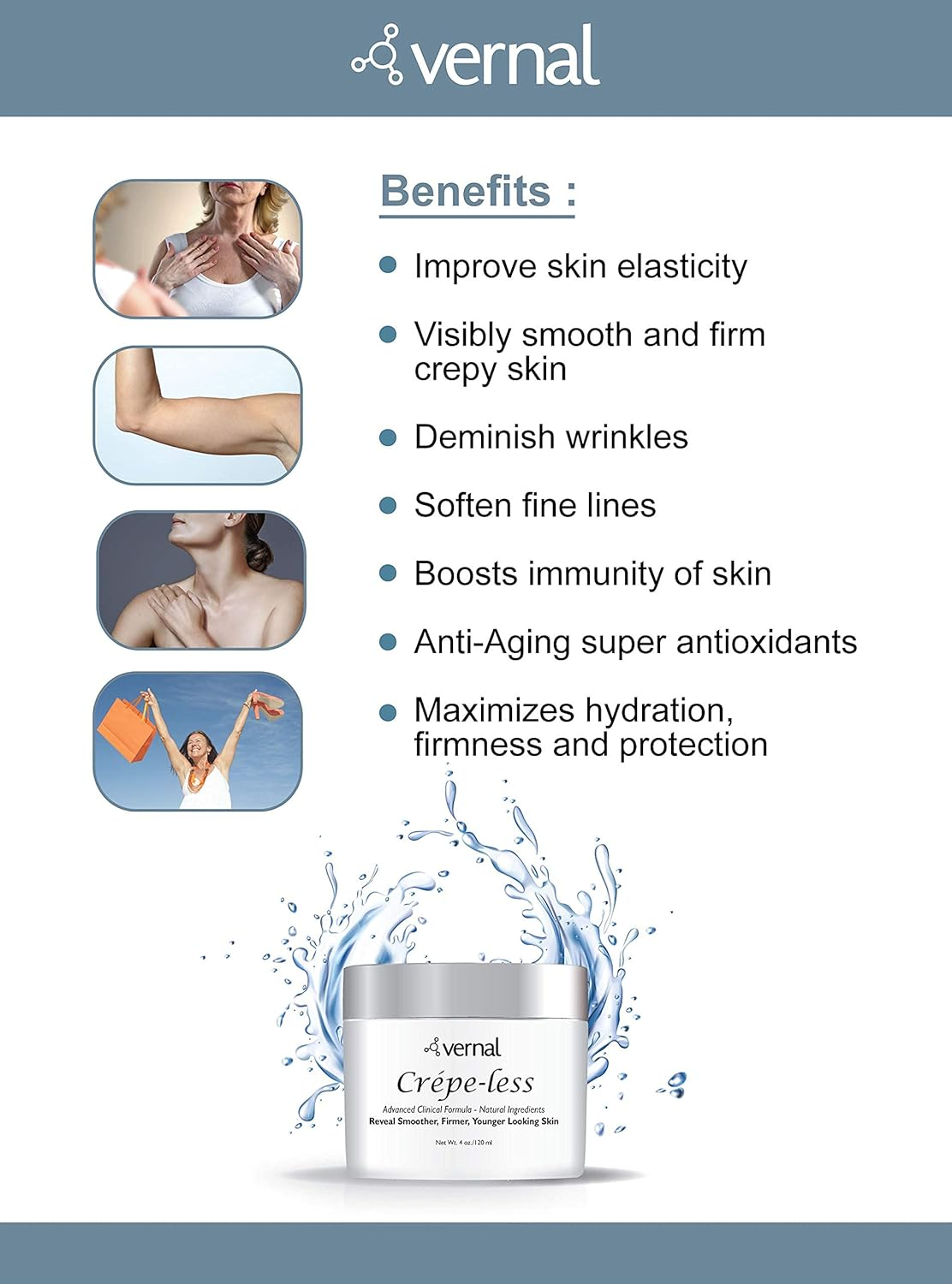 Crepe-Less Skin Firming Cream to Repair Crepey Arms and Neck. Best Tightening Cream to Erase Crepy Skin on Arms, Neck and Body. Best Moisturiser to Treat Saggy, Crepe Skin. Made in USA image number 6