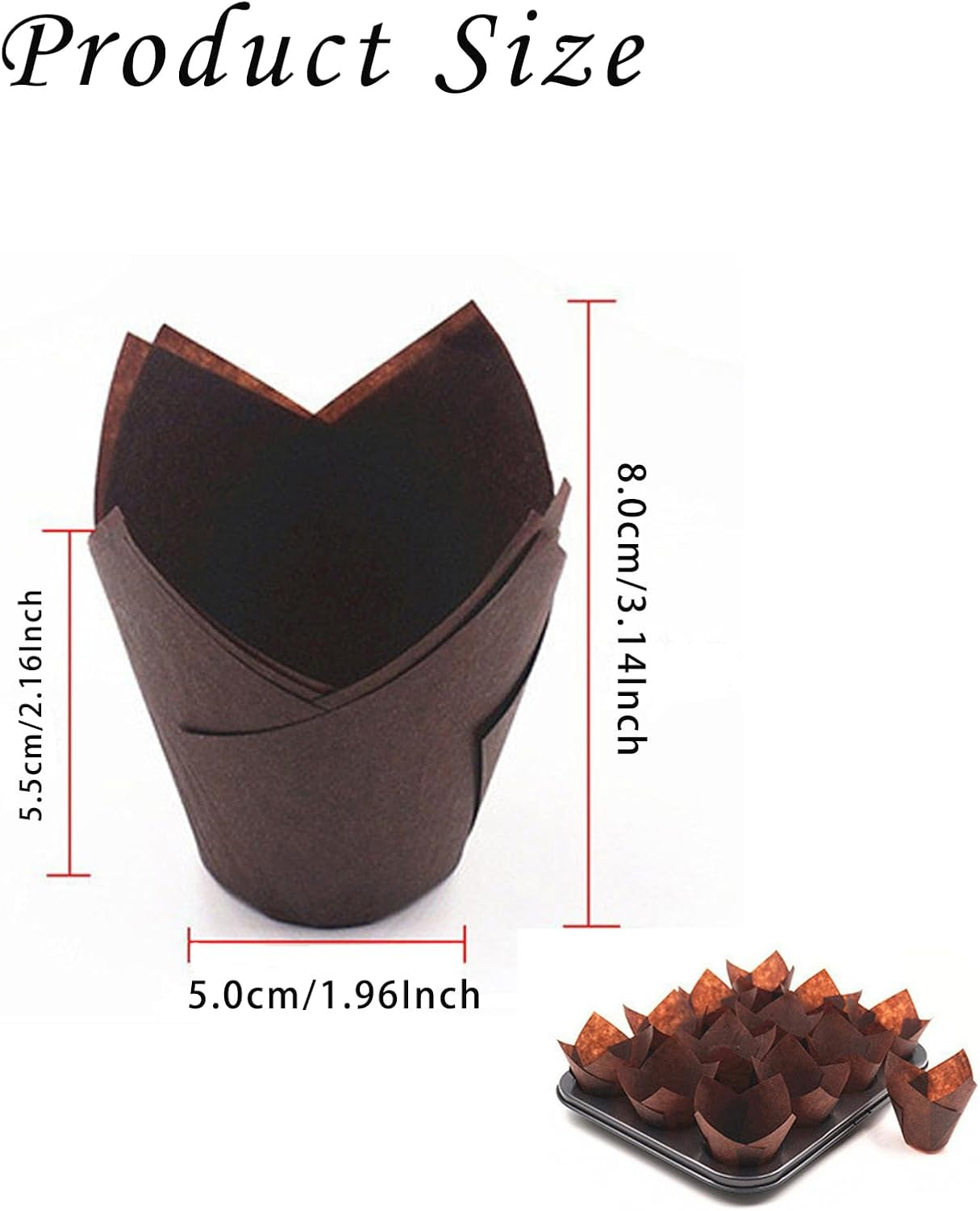 200 Pcs Tulip Baking Cups - Cupcake Wraps for Wedding and Parties - Christmas Muffin Tin Liners for Cupcakes image number 4