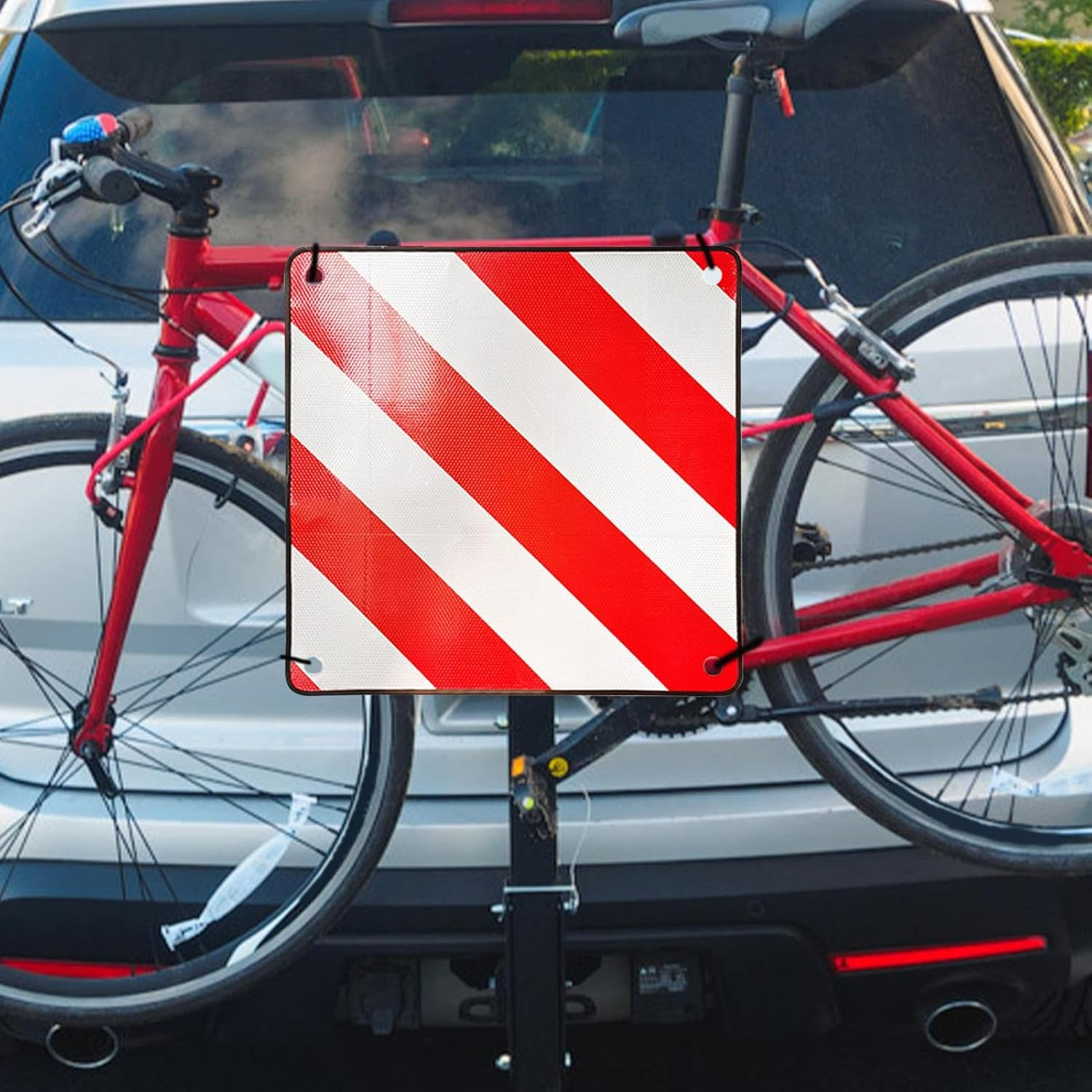 Safety Signs - Car Roadside Warning Board | Red White Square Reflective Alarm for Vehicle Security Road Trip Truck Automotive Auto Car Bike Carrier image number 3