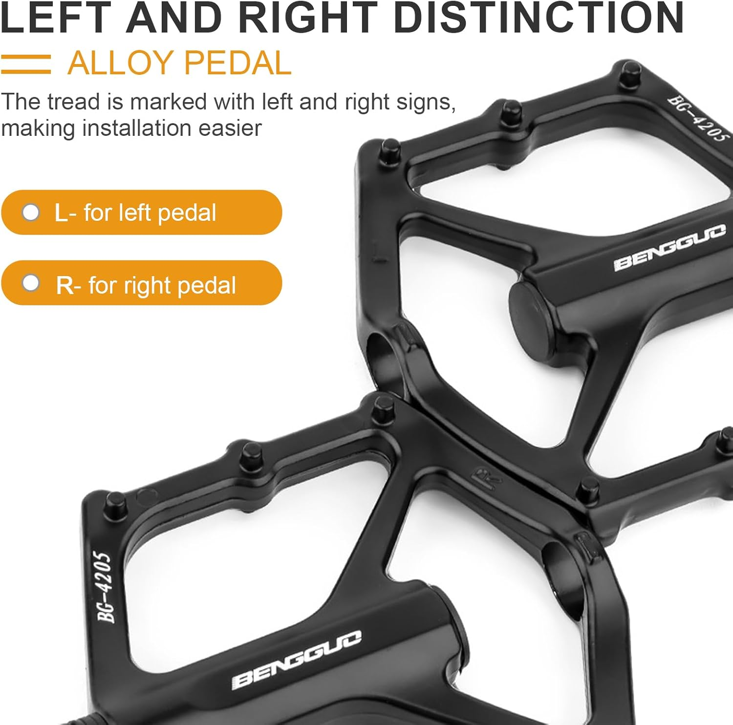 Bike Pedals, Mountain Bike Pedals, Aluminum Alloy Bicycle Pedals, 9/16" Sealed Bearings Road Bike Pedals, Lightweight Bicycle Flat Pedals with Anti-Skid Nails for Road Mountain BMX MTB Bike image number 6