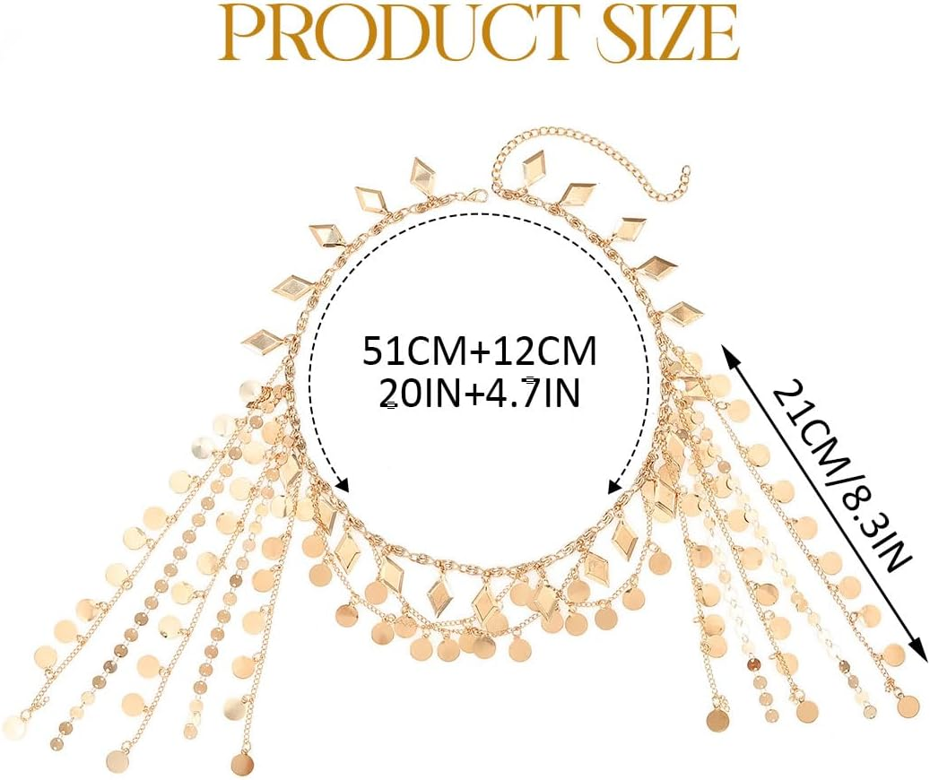 Fashband Gold Sequin Tassel Headband Festival Costume Headpiece Hair Accessories for Women image number 2