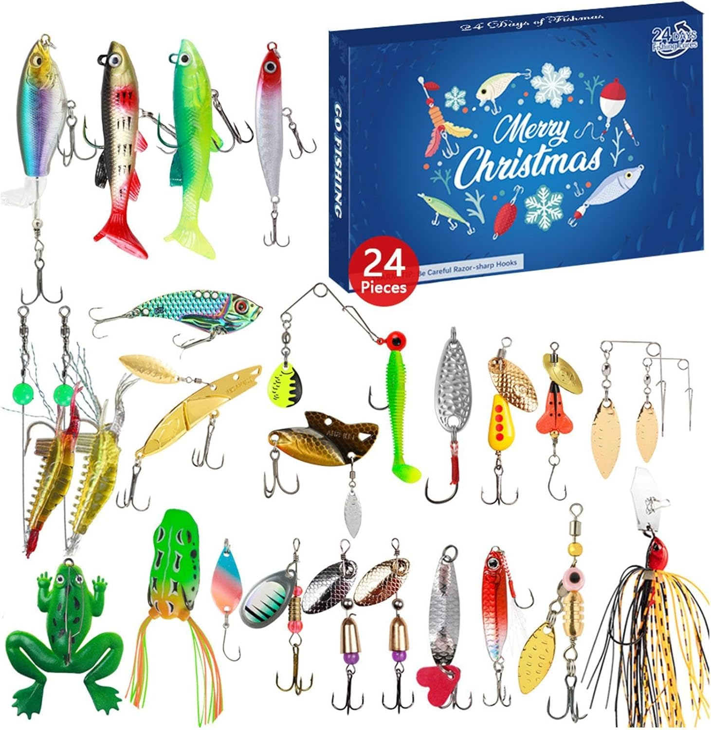 Fishing Lure Advent Calendar | Christmas Fishing Advent Calendar | 24 Days Christmas Countdown Calendar Fishing Lures Set | Fishing Tackle Advent Calendar 2024 for Men Teen Boys image number 2