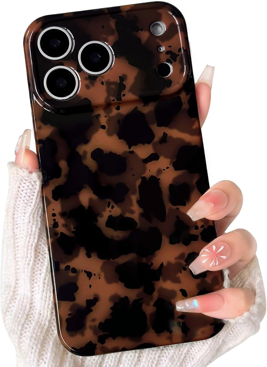 NITITOP Compatible with Iphone 17 Pro Max Case Cute Stylish Leopard Print Brown Amber Aesthetic Design for Women Girls Men Soft TPU Shockproof Protective Cover - Brown