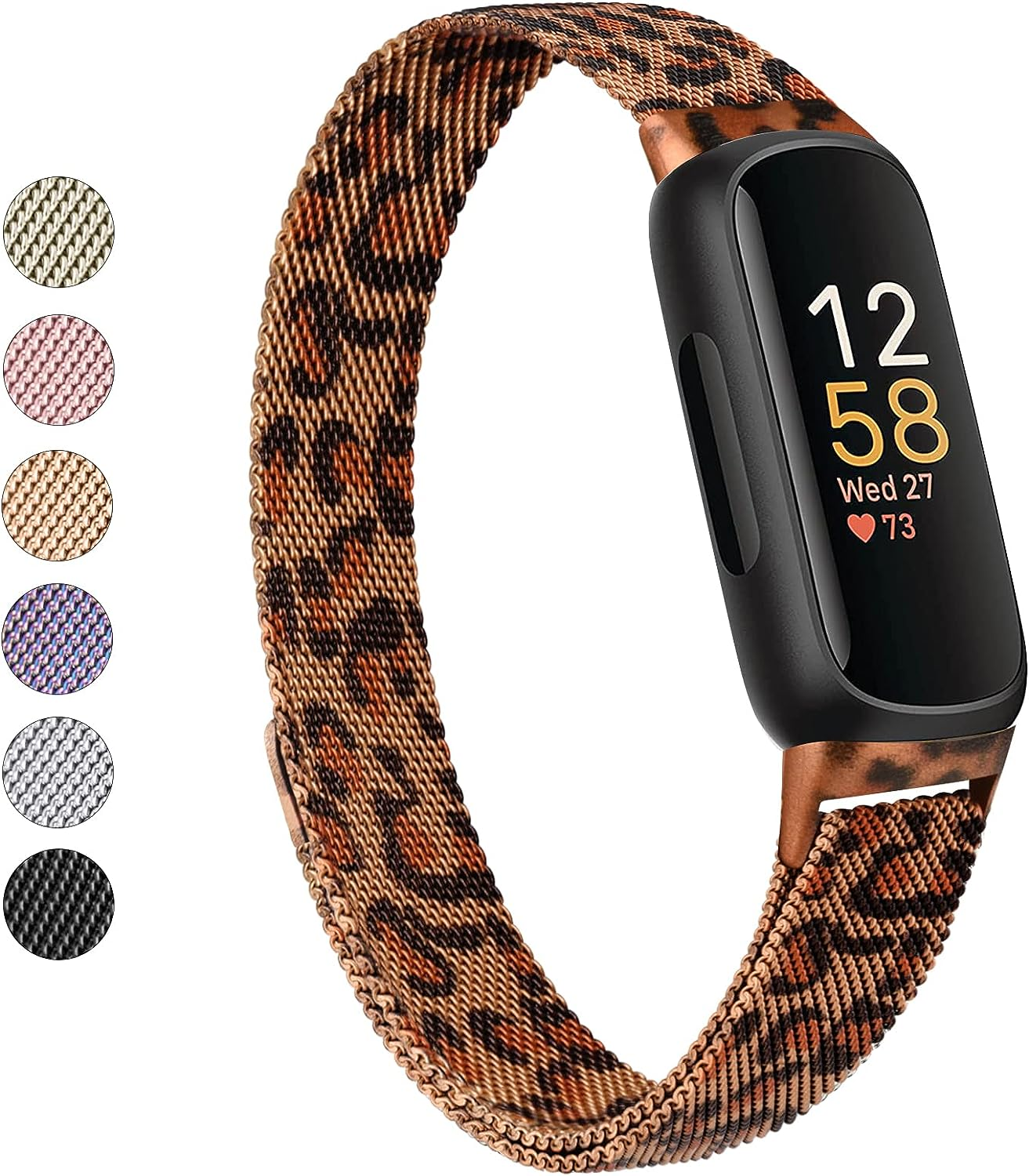 Meliya for Fitbit Inspire 3 Bands Women Men, Stainless Steel Metal Mesh Loop Adjustable Magnetic Wristband Replacement Strap Compatible with Fitbit Inspire 3 Fitness Tracker