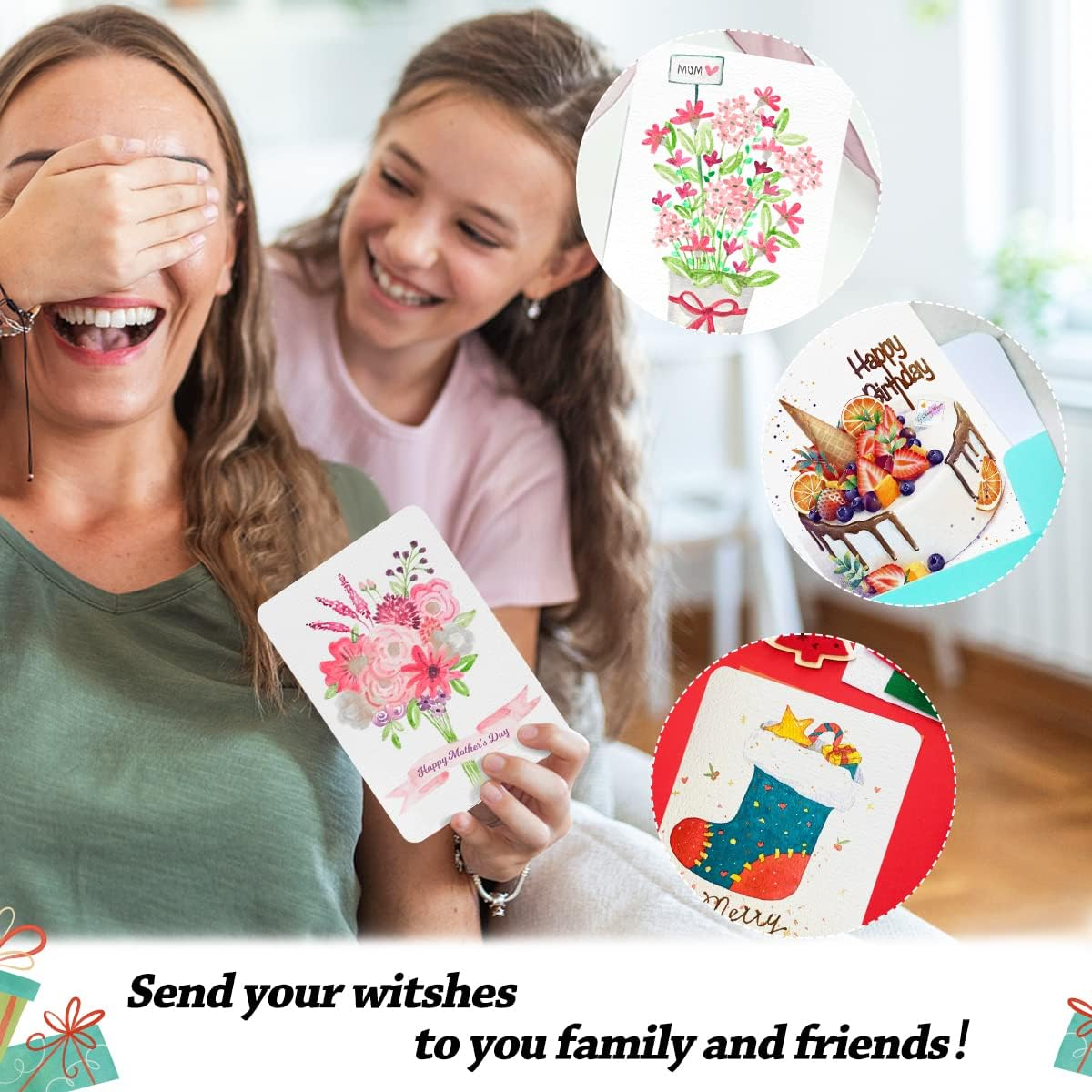 LIGHTWISH Blank Watercolor Paper Postcards, 4"X6" 140Lb 300Gsm Hot Press 24 Sheets, Art Paper Post Note Cards for Watercolor Journal, Art Supplies for Thank You Notes, Invitations, and Greeting Cards - Green Case image number 6