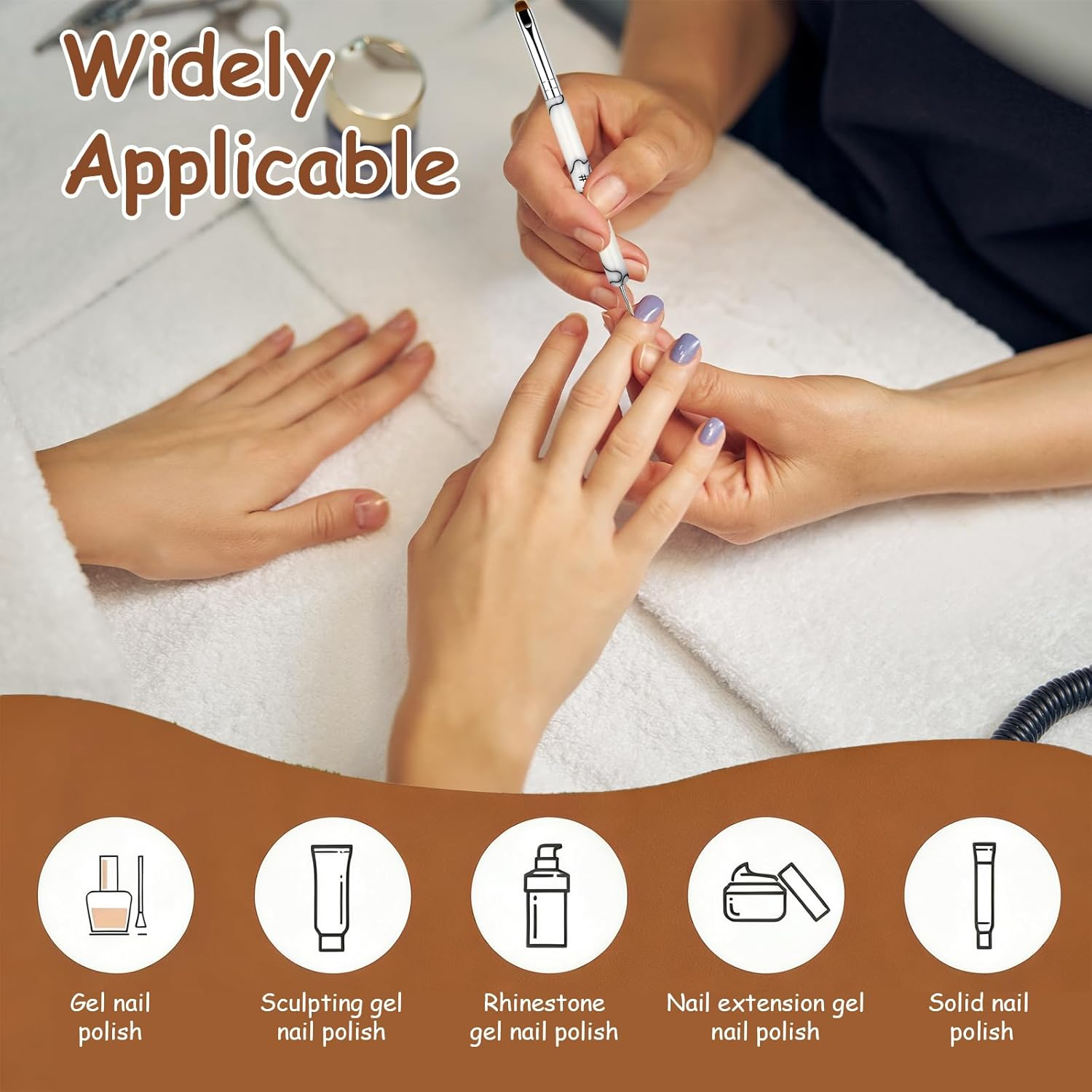 4 Pcs French Nail Brush Set French Tip Brush and 2 Way Dotting Tool for Nails Gel Acrylic Nails Art Design Pen Professional Nail Clean up Brushes for Salon Manicure Beginners(White) - White image number 3